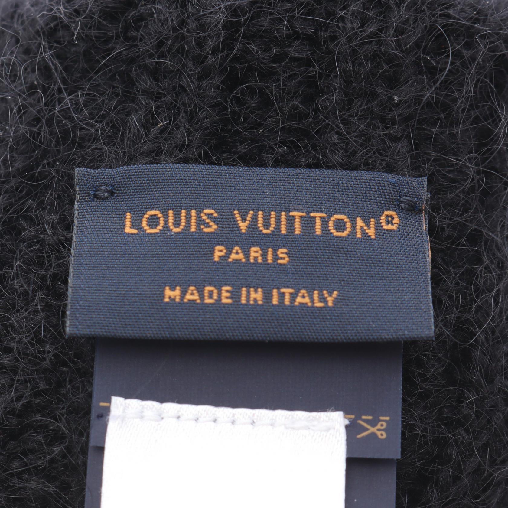 LOUIS VUITTON LV Script gloves Nylon wool Mohair Black Used Women