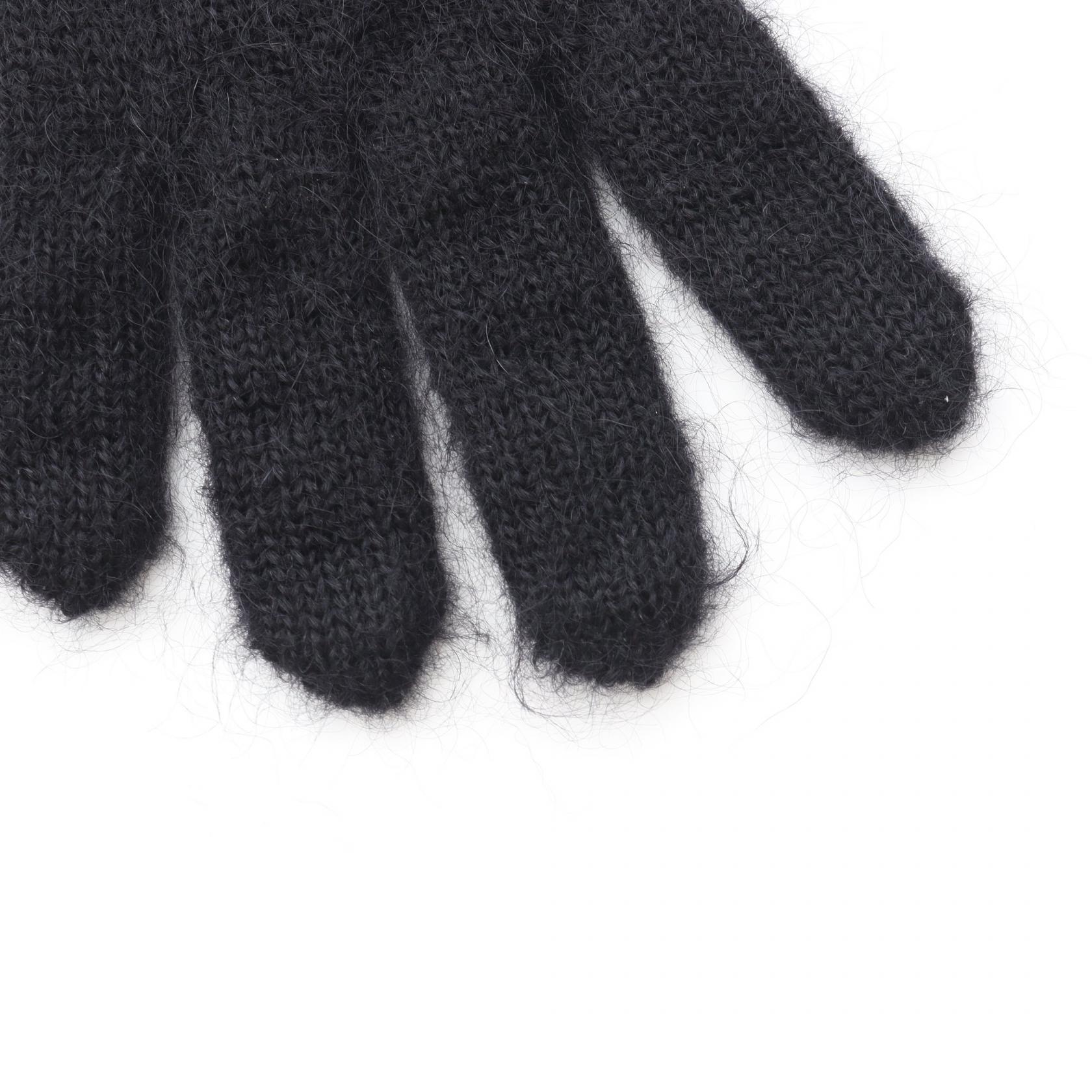 LOUIS VUITTON LV Script gloves Nylon wool Mohair Black Used Women