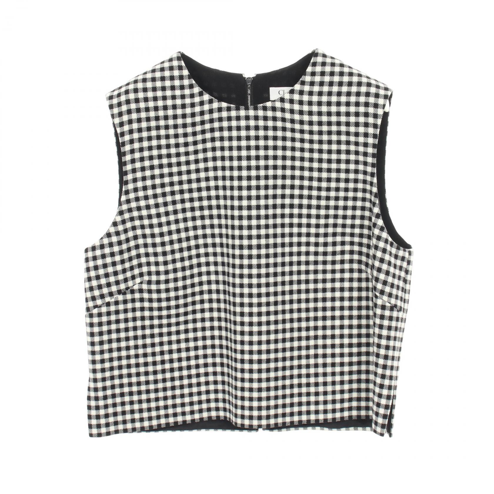 Christian Dior tops #34 tank top check wool Black White Used Women