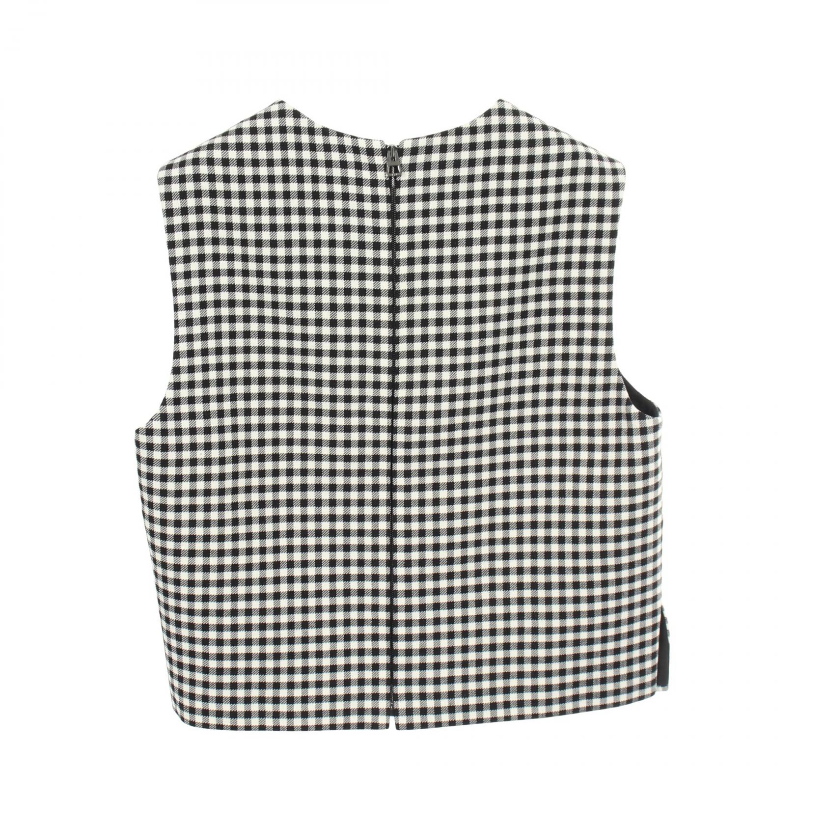 Christian Dior tops #34 tank top check wool Black White Used Women