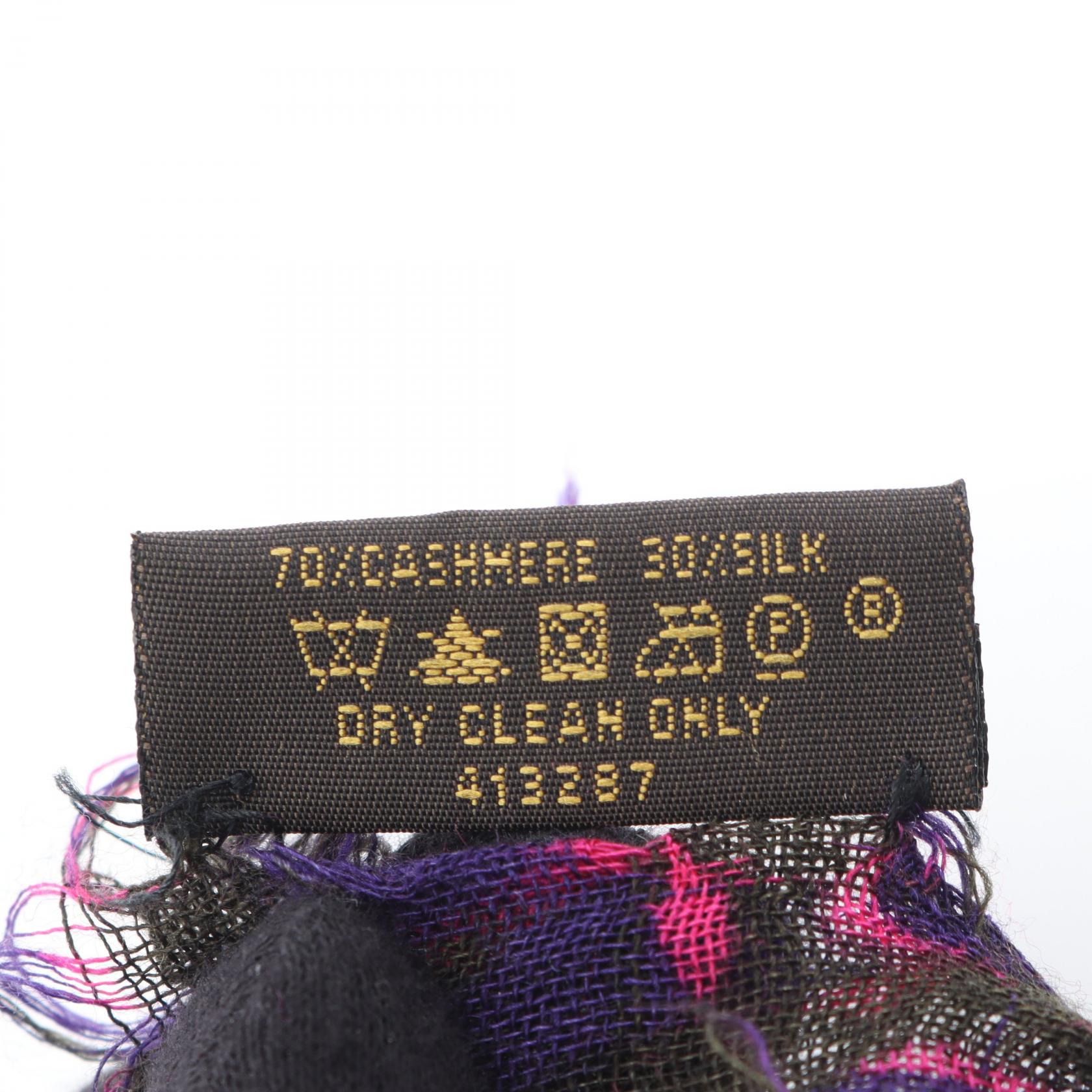 LOUIS VUITTON stole scarf wrap 180cm silk cashmere Purple Black