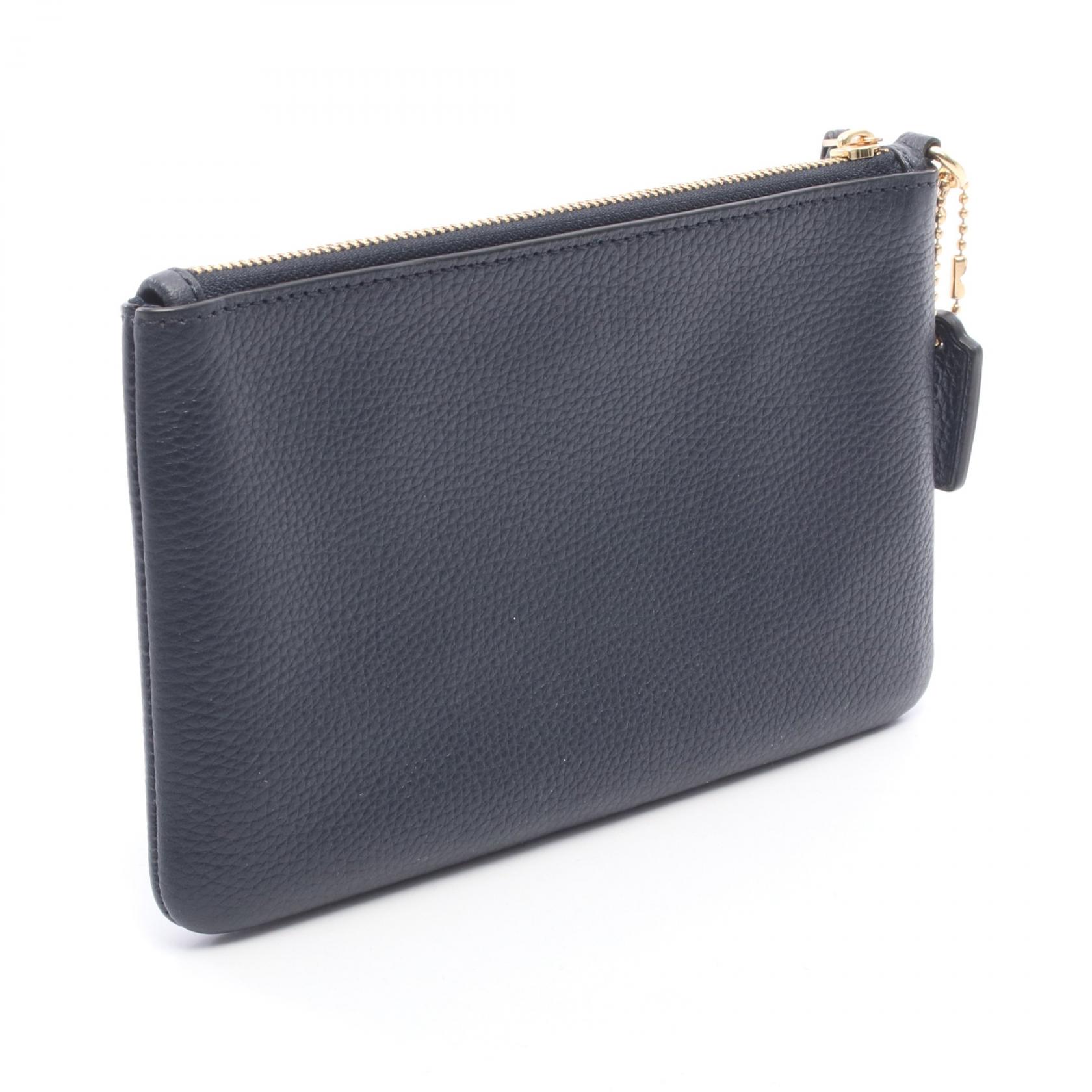 COACH Small Wristlet Pouch wallet Coin purse 22952 leather Navy