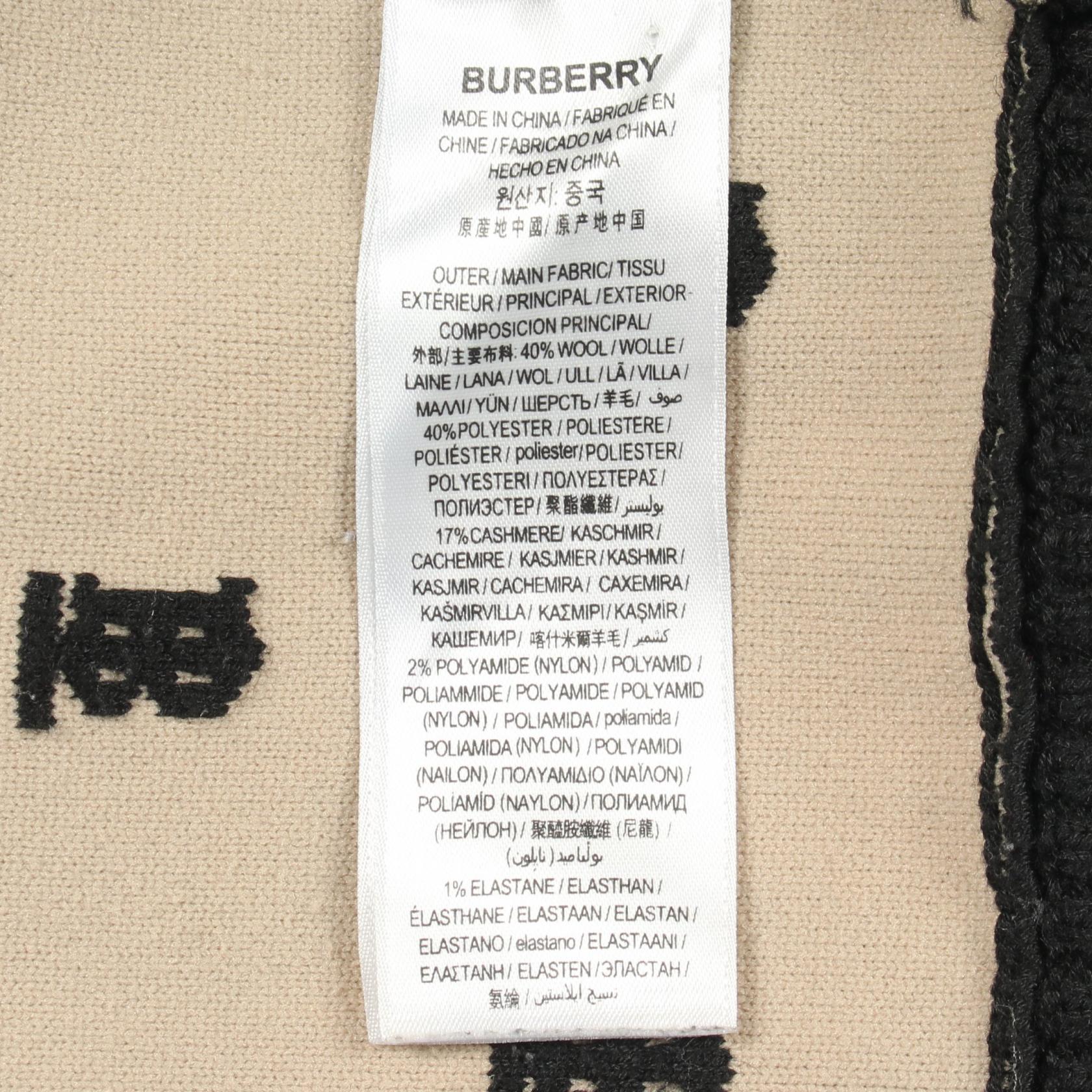 BURBERRY TB Logo V-Neck Cardigan Knitwear 8021032 Wool Black Beige