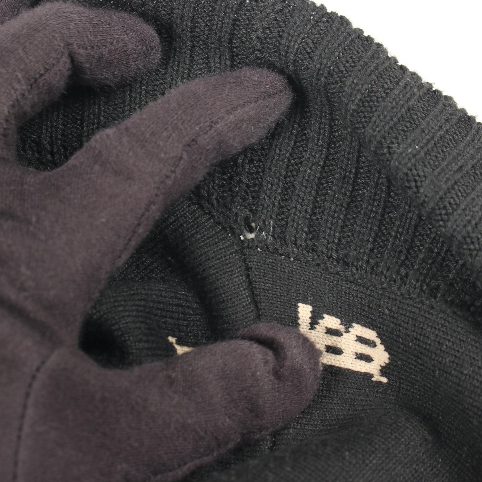 BURBERRY TB Logo V-Neck Cardigan Knitwear 8021032 Wool Black Beige