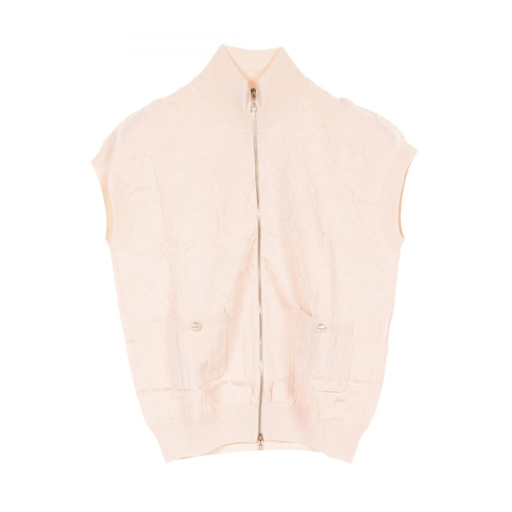 CHANEL COCO Mark knit vest jacket P43856 Rayon Pink Used