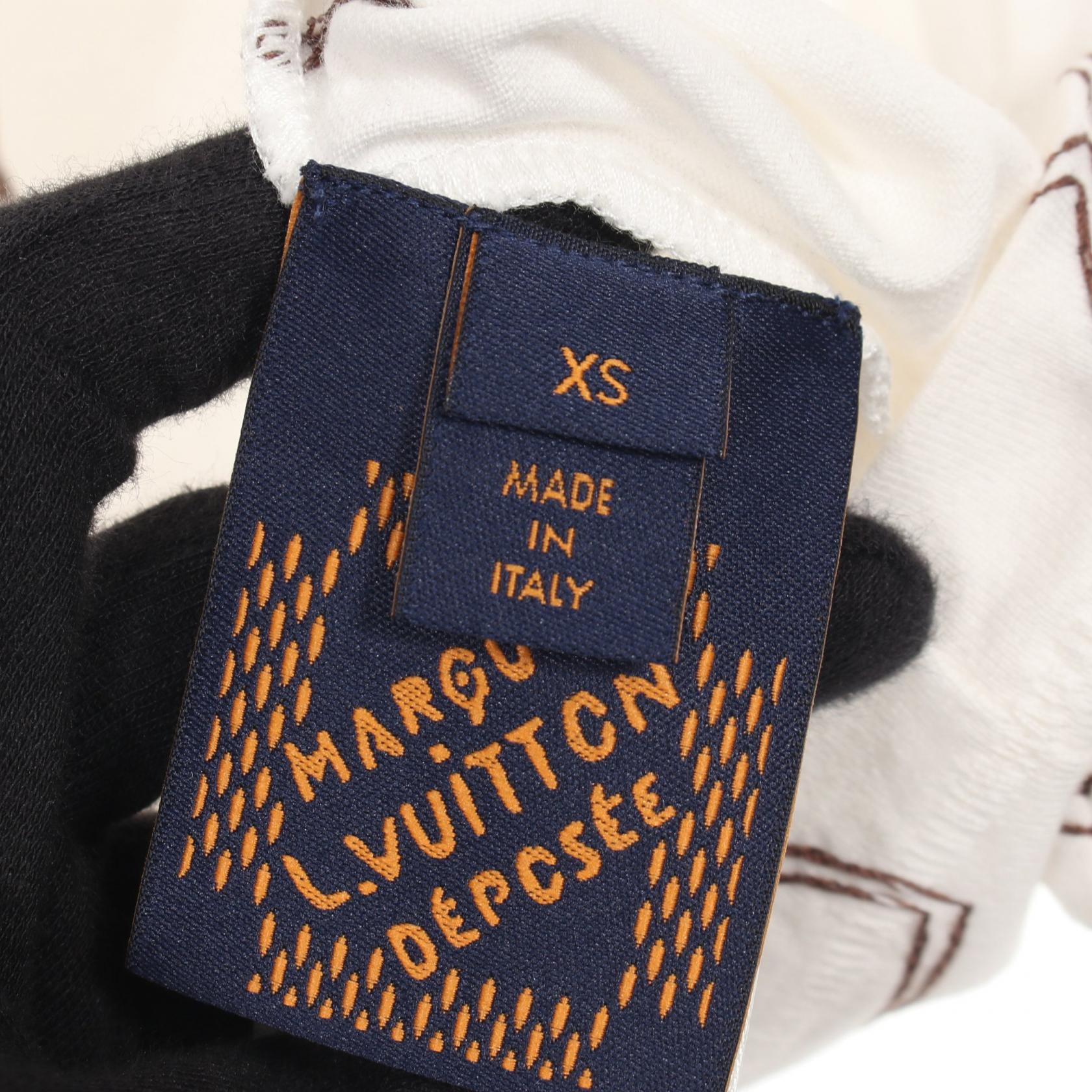 LOUIS VUITTON Embroidered Monogram T-shirt cotton White Brown Used