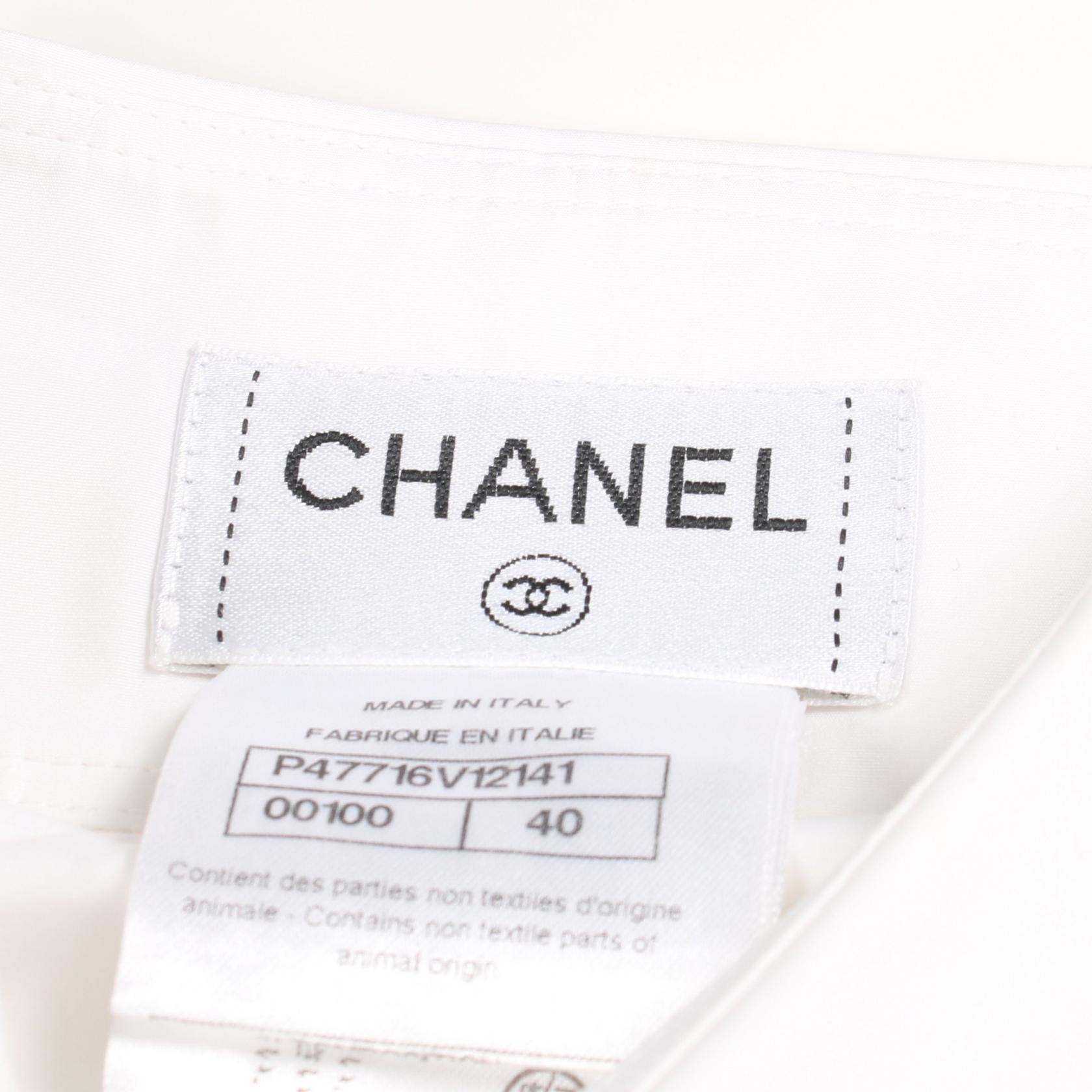 CHANEL Ruffle sleeveless shirt blouse P47716V12141 cotton White