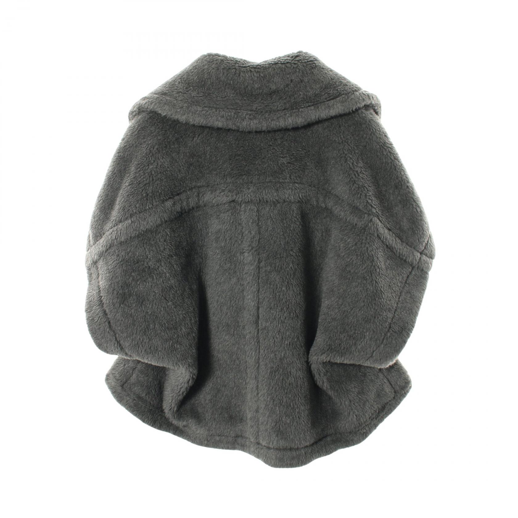 MAX MARA Teddy Bear Cape Jacket Coat poncho wool silk alpaca Gray