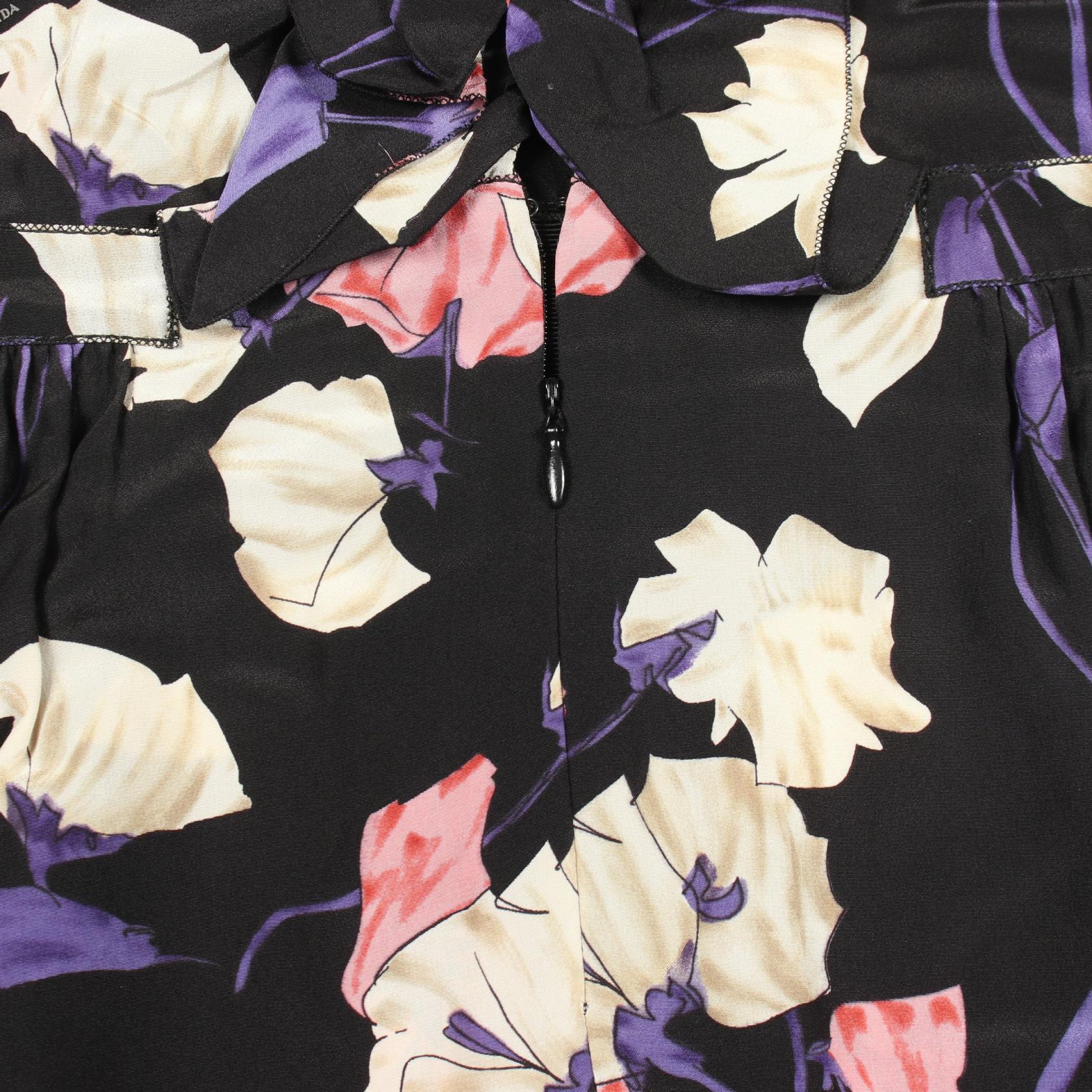 PRADA Sleeveless Dress 57518 silk Black Multicolor #42 Used Women