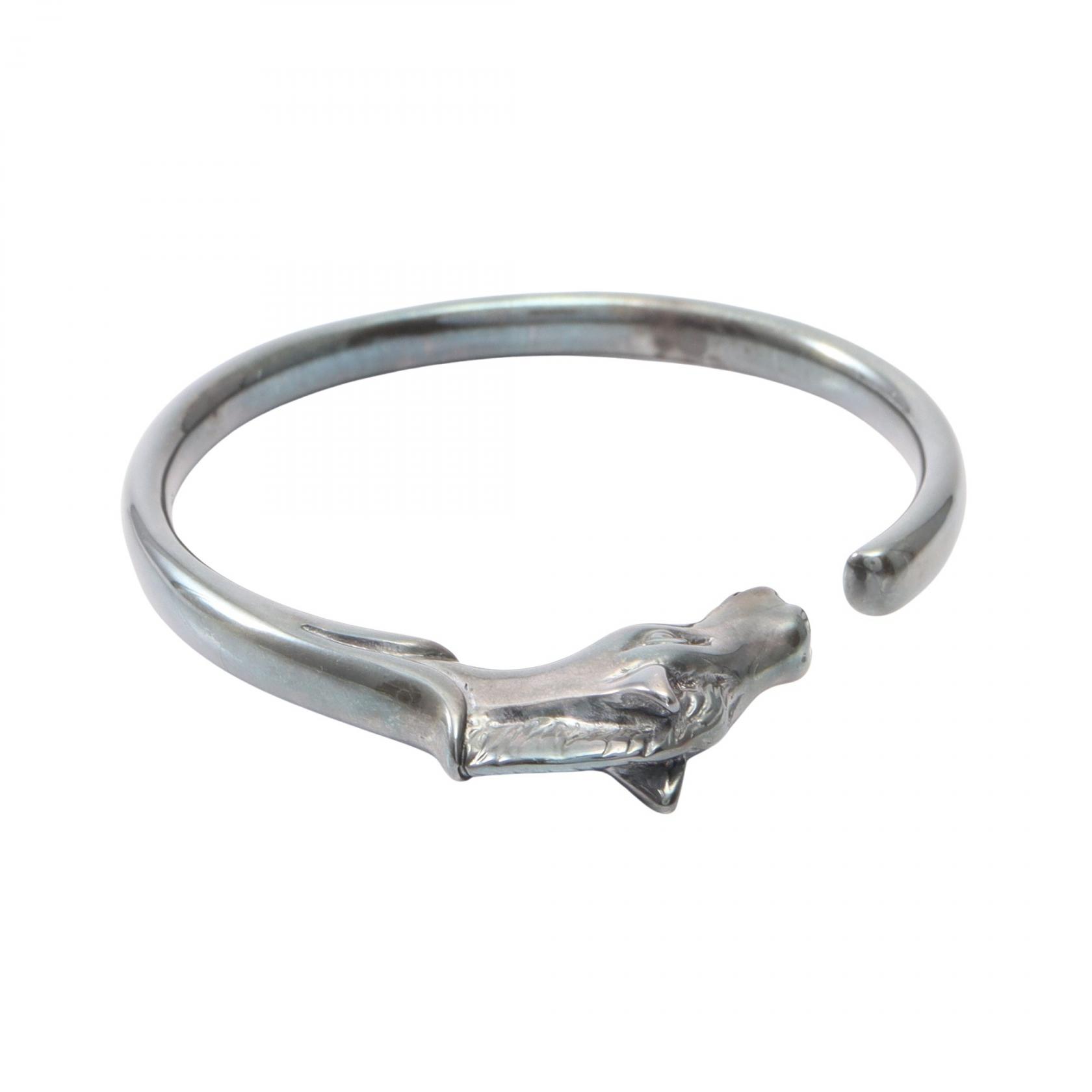 HERMES Cheval Horse Bangle Bracelet Stainless Steel SHW Used Women