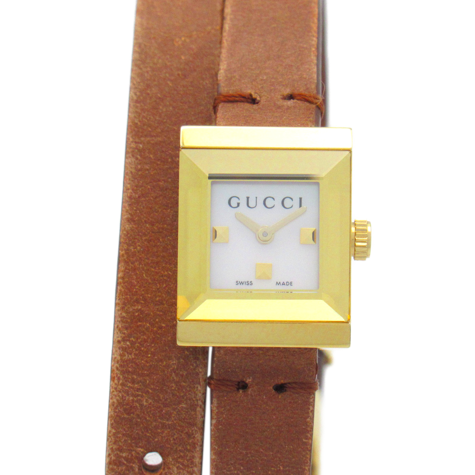 GUCCI レディース 時計 QUARTZ ゴールド 美品✨ GUCCI グッチ レディース腕時計 クオーツ デイト シルバー