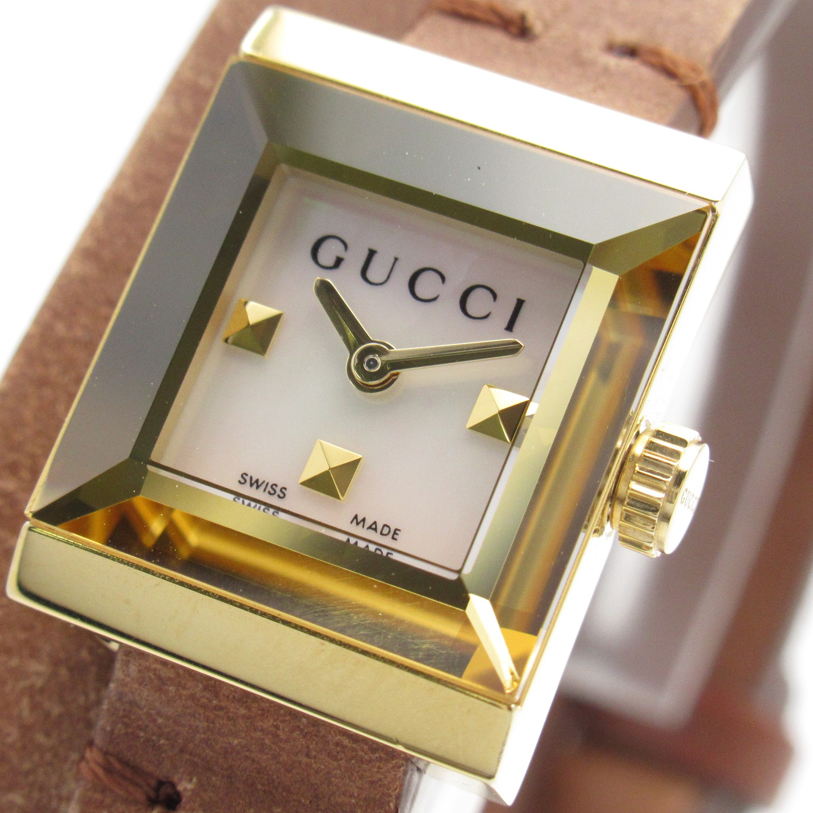 GUCCI グッチ 128.5 クォーツ 腕時計 稼動品 GUCCI Wrist Watch 128.5 Quartz Gold Plated Leather Used