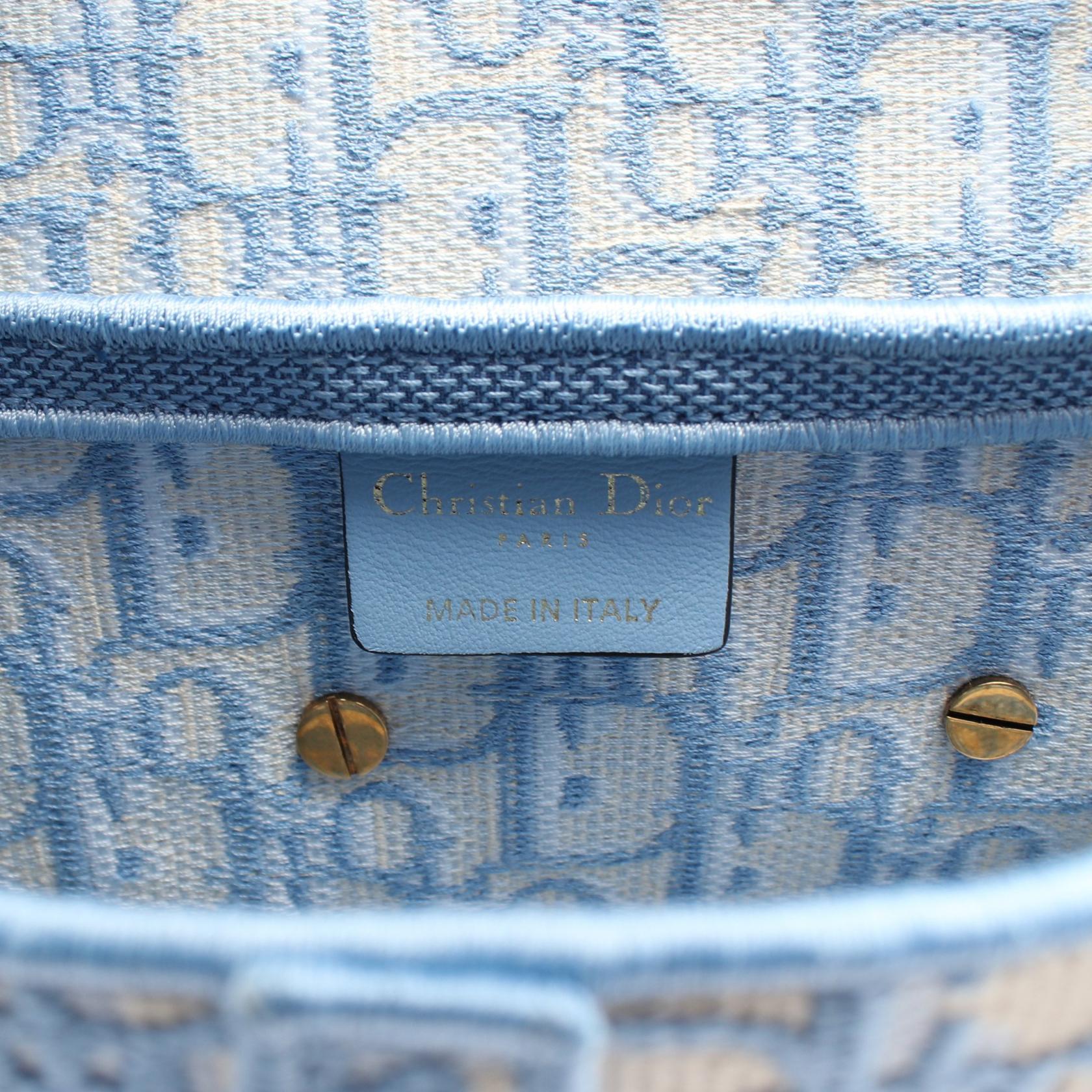 Christian Dior SADDLE Oblique Hand bag canvas aqua Blue White Used