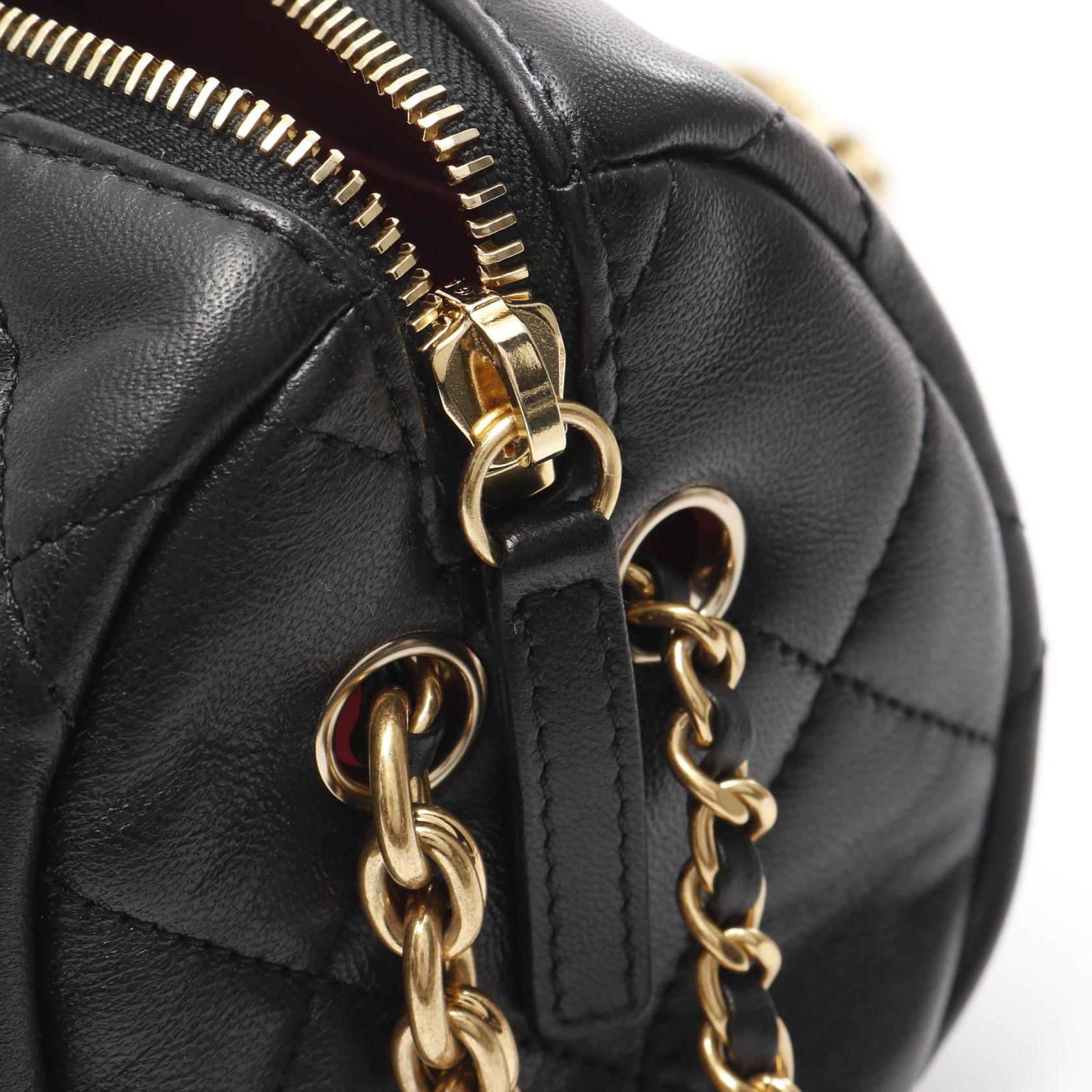 CHANEL Mini Matelasse Chain Shoulder Bag AS3384 Lamb leather Black