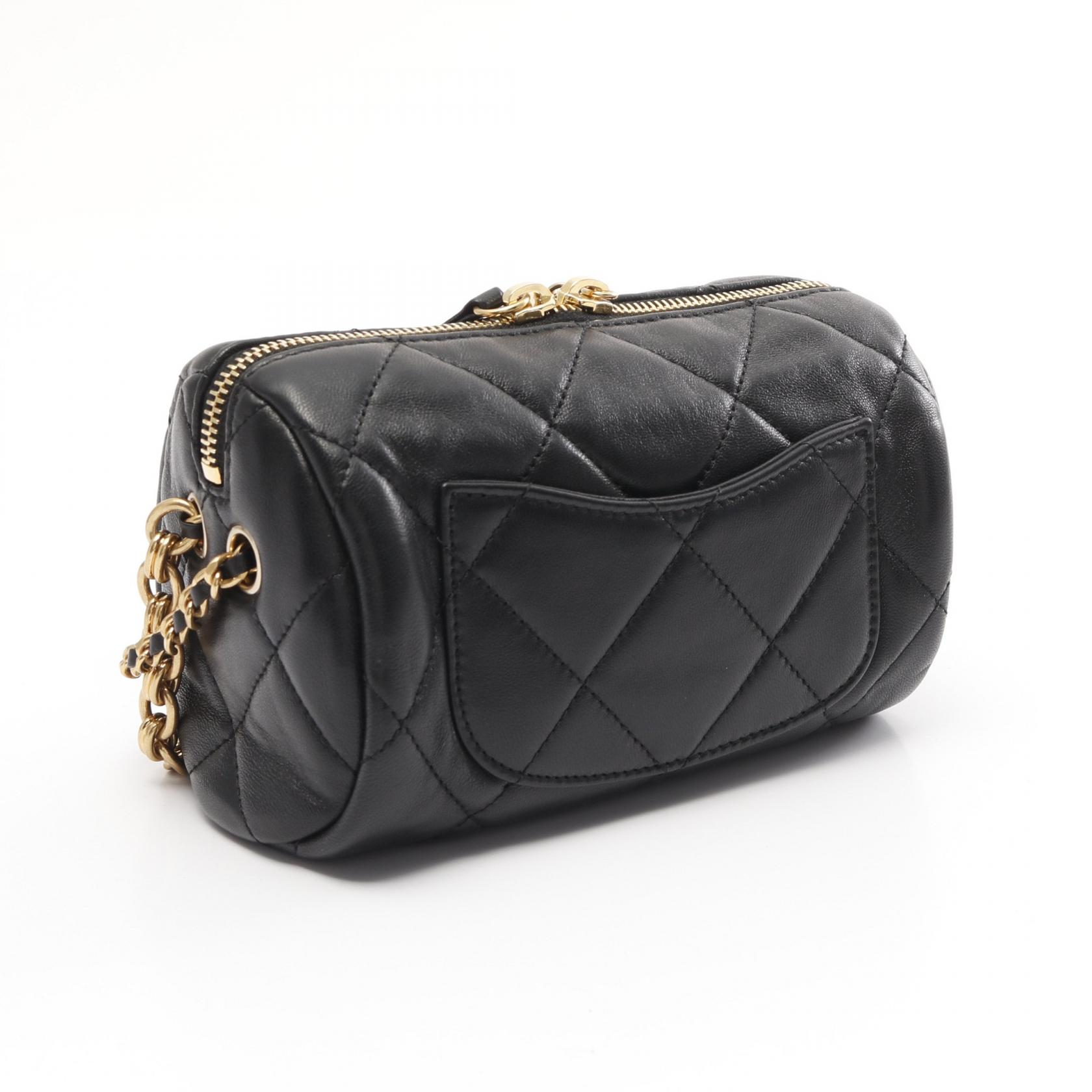 CHANEL Mini Matelasse Chain Shoulder Bag AS3384 Lamb leather Black