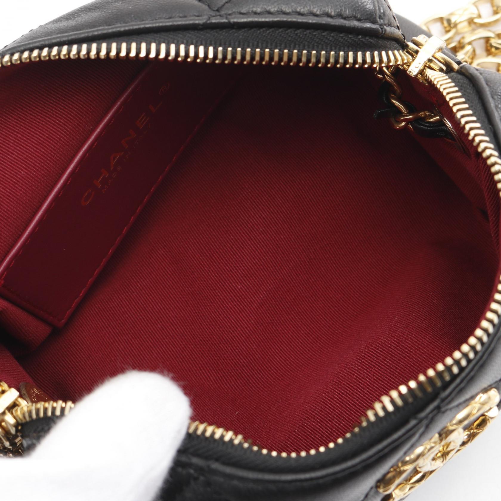 CHANEL Mini Matelasse Chain Shoulder Bag AS3384 Lamb leather Black