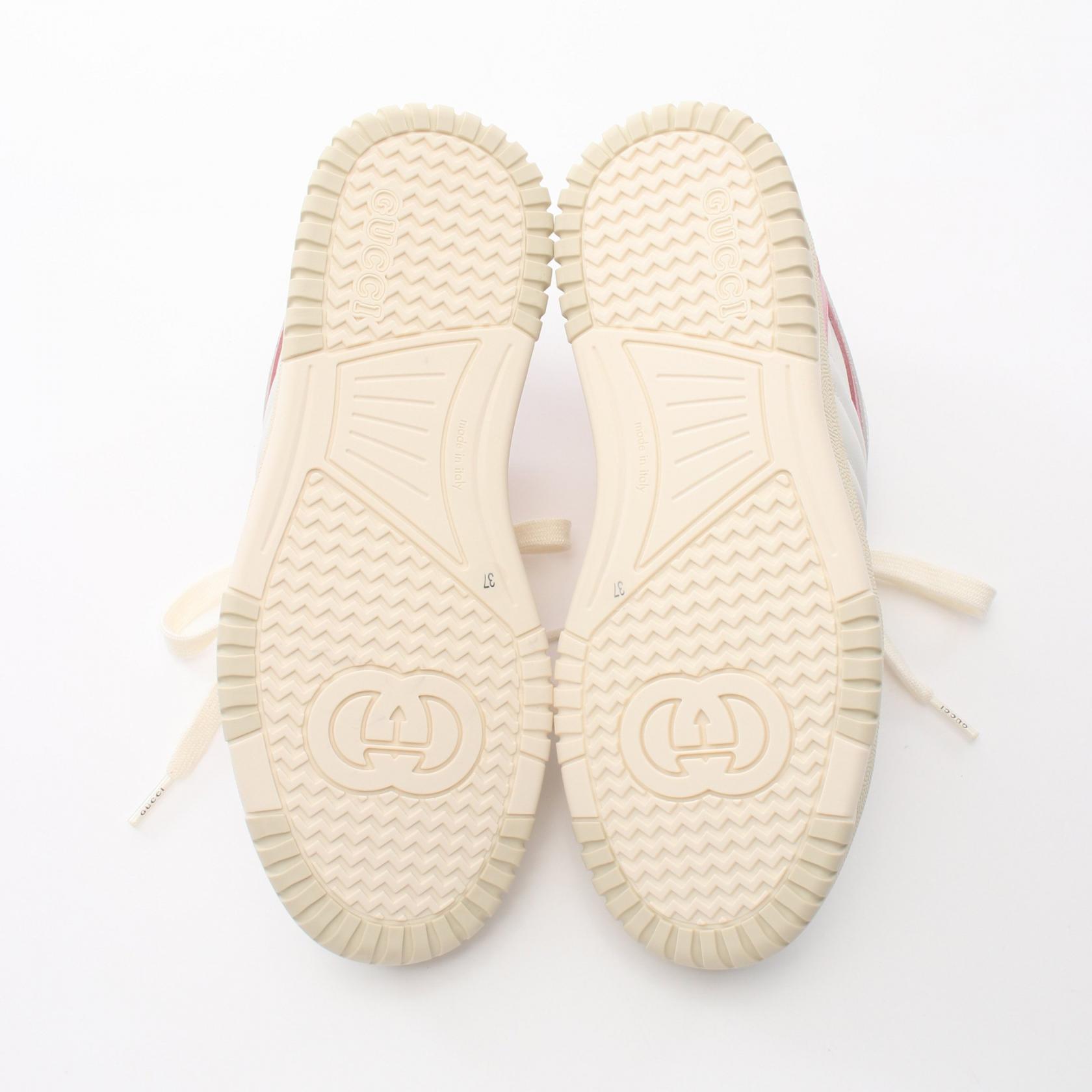 GUCCI Re-web sneakers #37 785728 leather Fabric White Pink