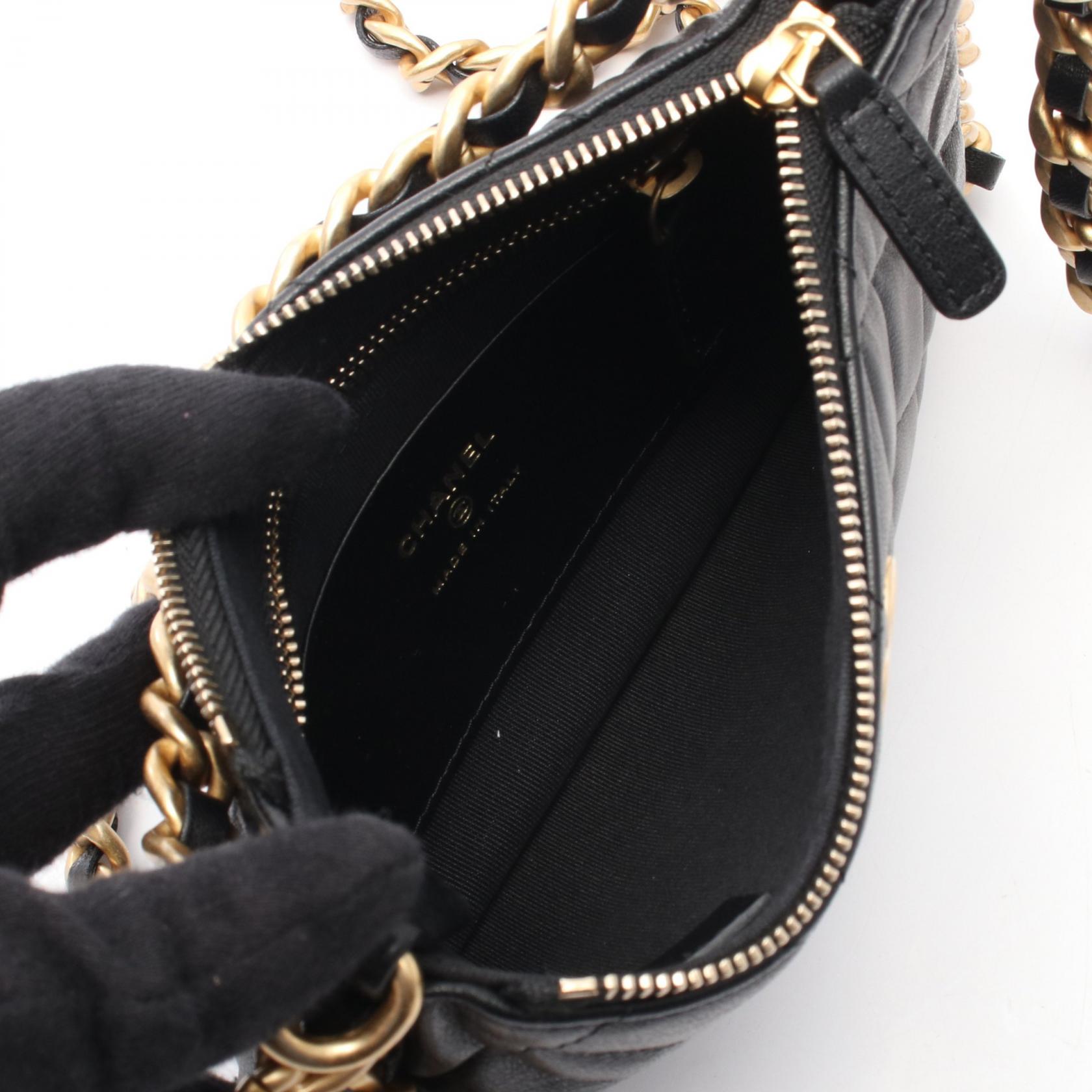 CHANEL Matelasse Chain Shoulder Bag AP3487 Lamb leather Black Used