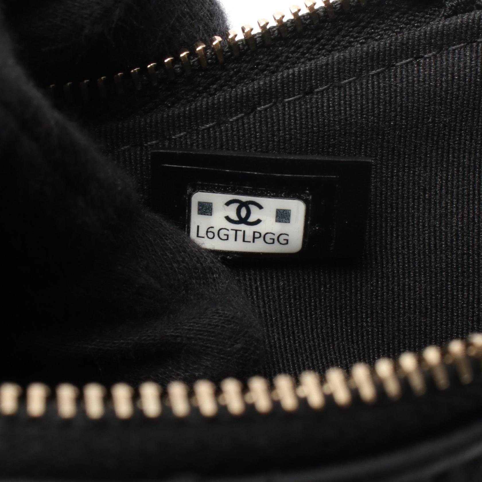 シャネル シャネルL字ファスナー 14143 黒 シルバー金具 レディース ラムスキン