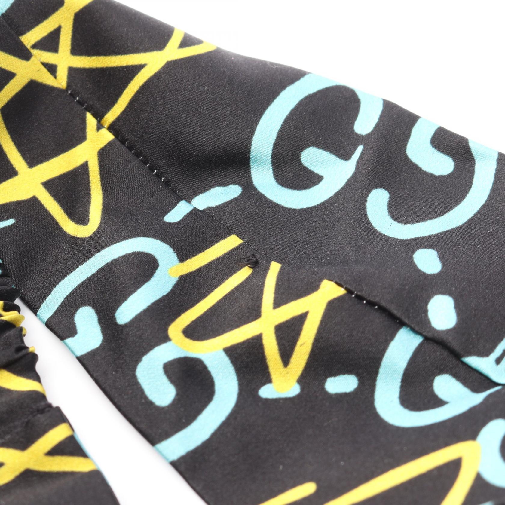 GUCCI GG Hair band tie 562827 silk Black Blue Yellow Used  display picture 2