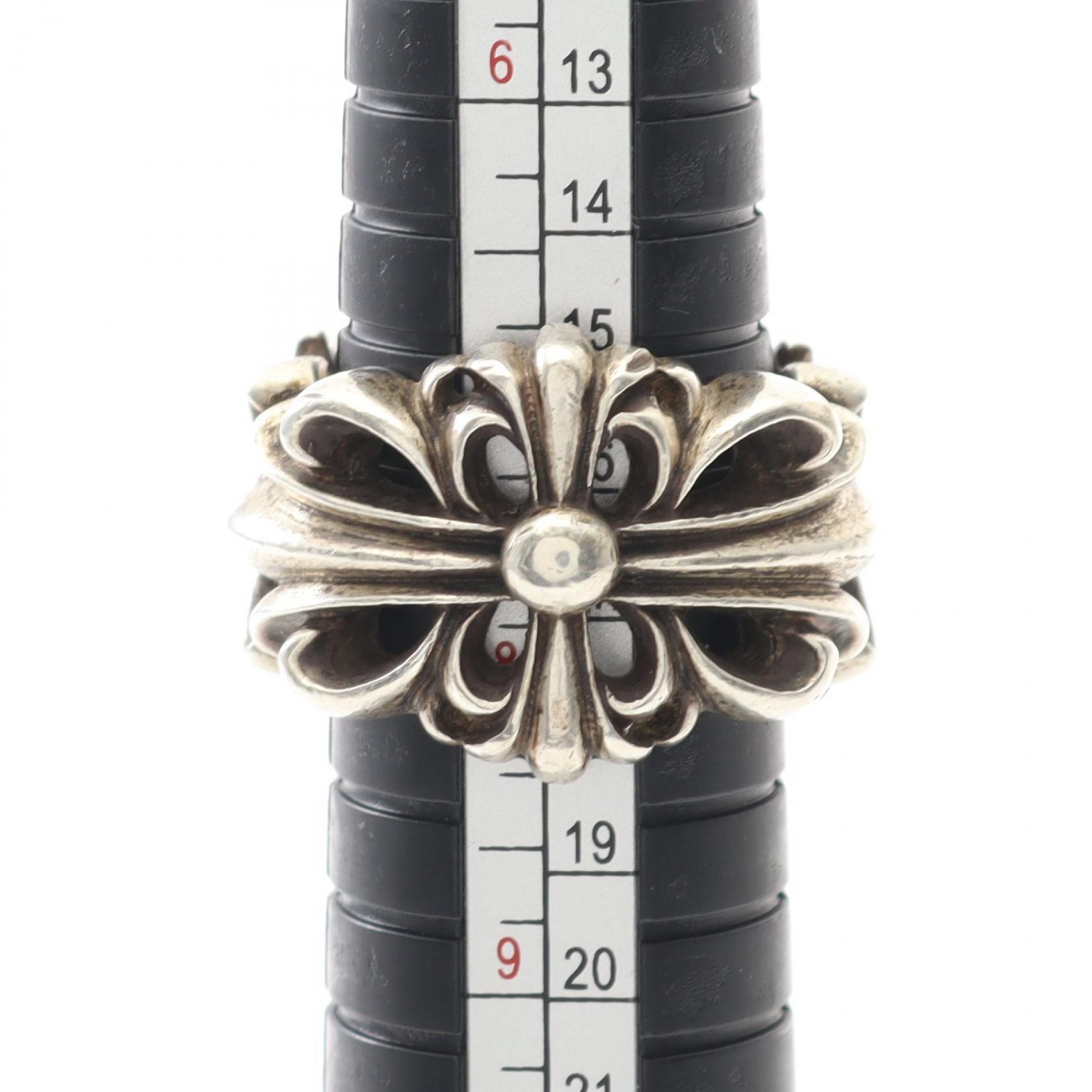 CHROME HEARTS Double floral cross Ring Silver925 Used mens US size