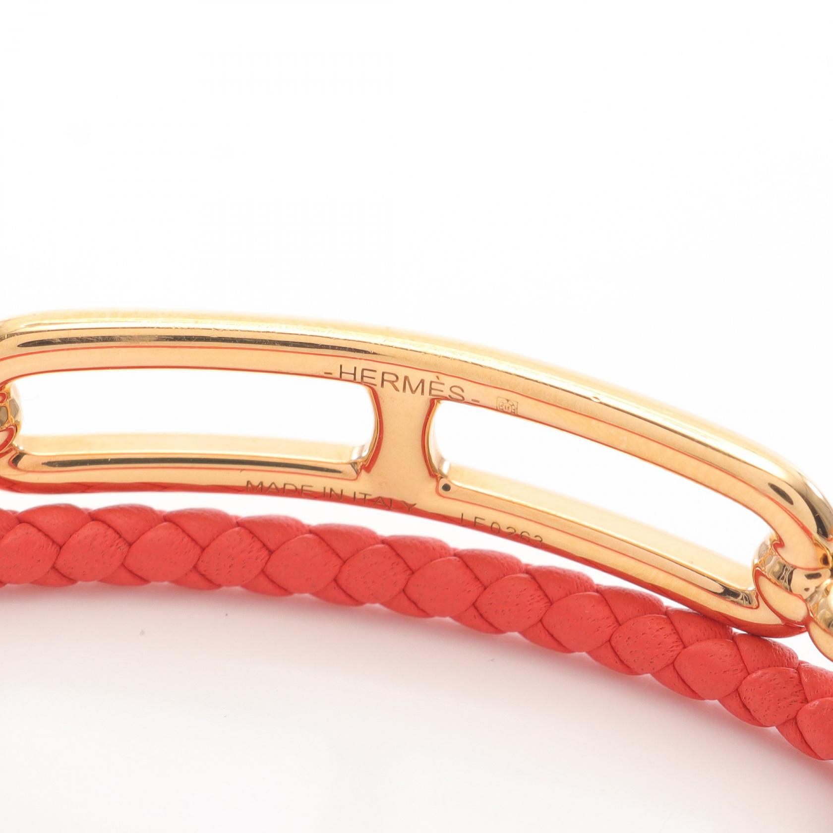 HERMES Roulis double Bracelet Gold Plated leather Used Women 
