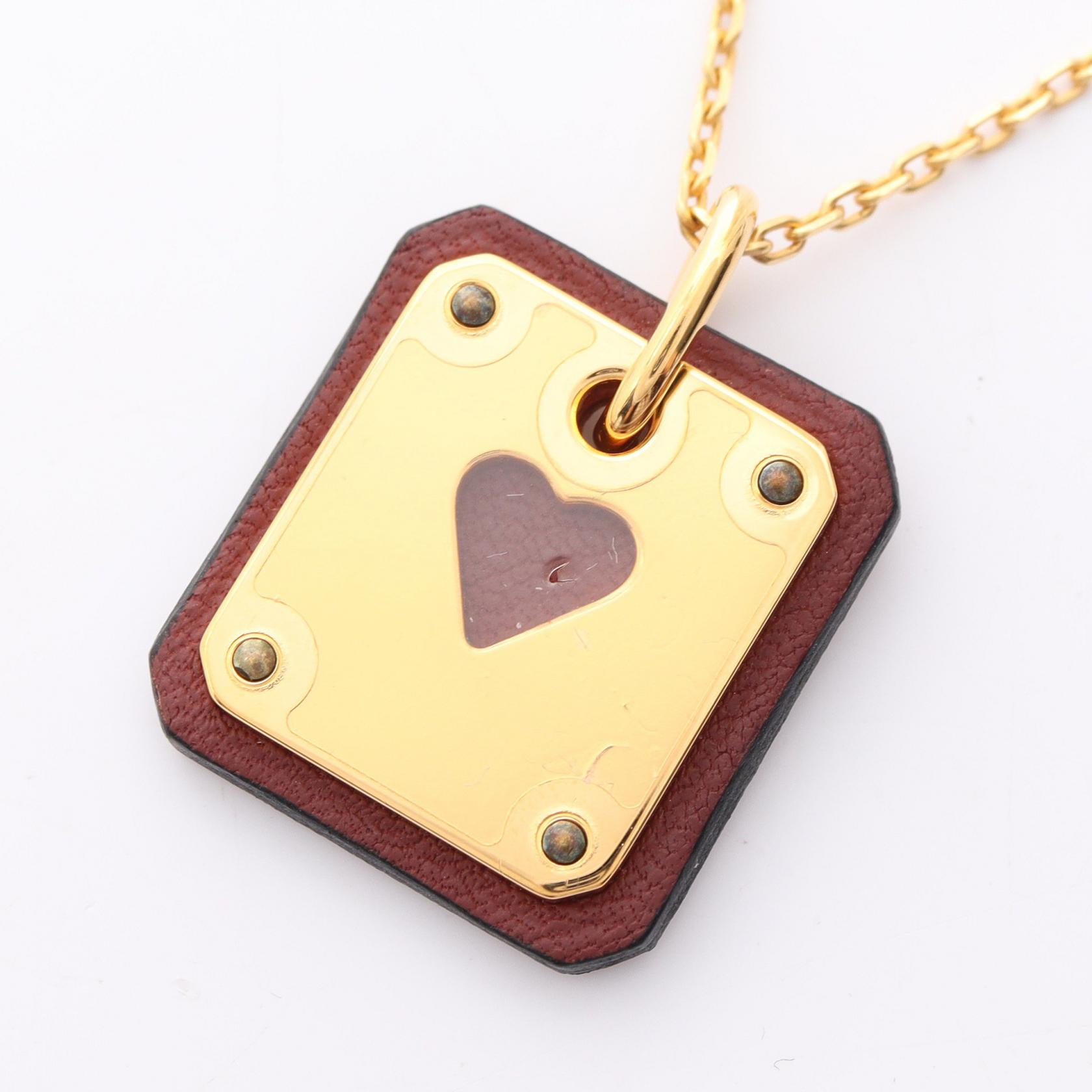 Pendentif Hermès Cadena Heart Choker – Fantasy Viviride – Cuir Et Métal Argenté