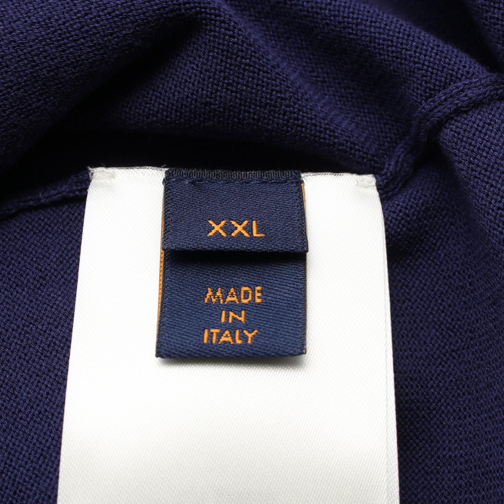 LOUIS VUITTON Graphic logo knit T-shirt cotton Navy White mens