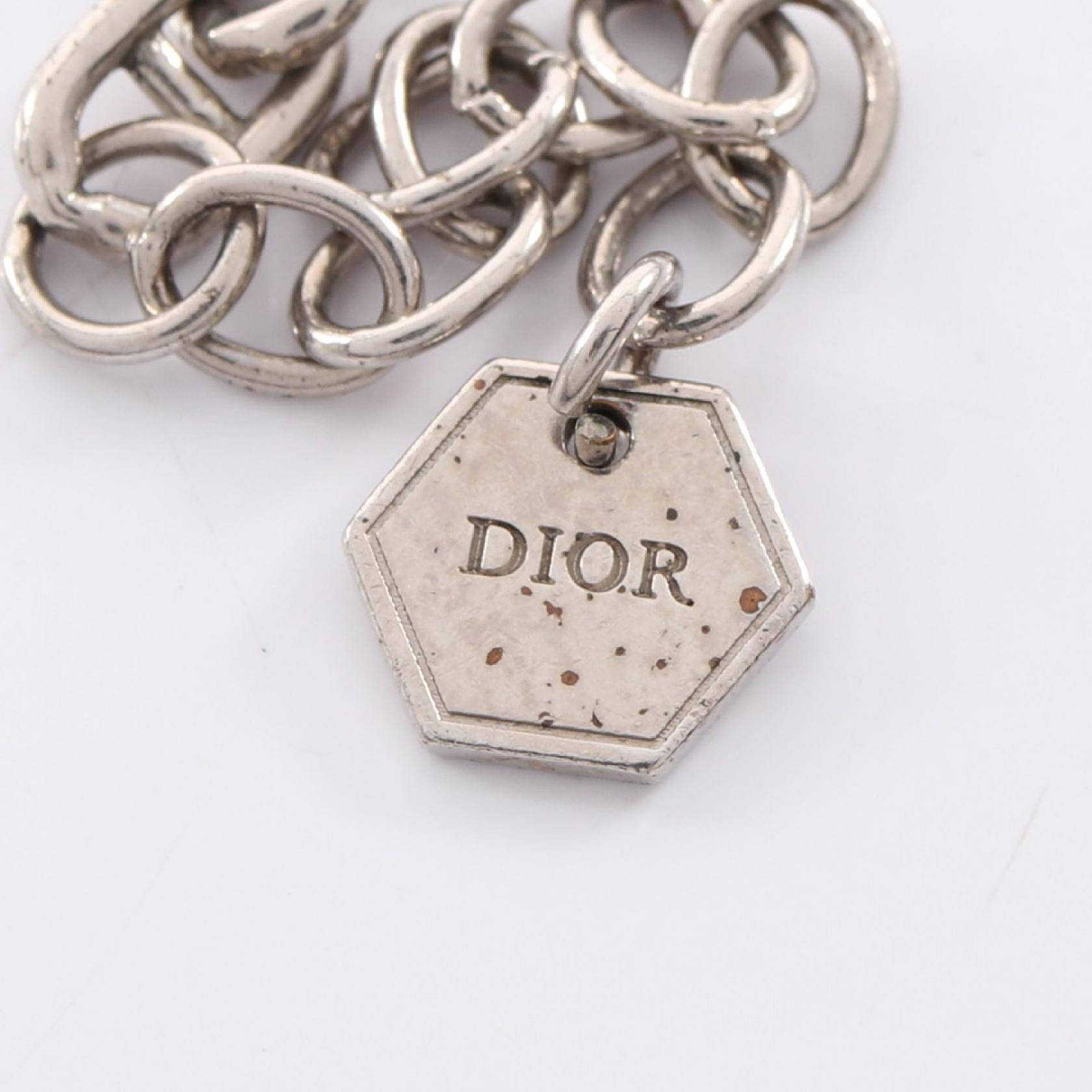 Christian Dior CD Logo Bracelet Bangle 23㎝ Gold Plated Used Women