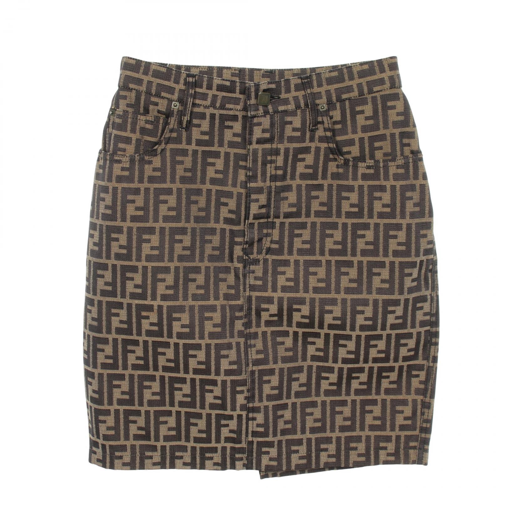 OLD FENDI フロッキー ズッカ柄 レザー トリム タイト スカート フェンディ ロゴ、ズッカ柄 スカーフ | ブランド品の買取・査定なら