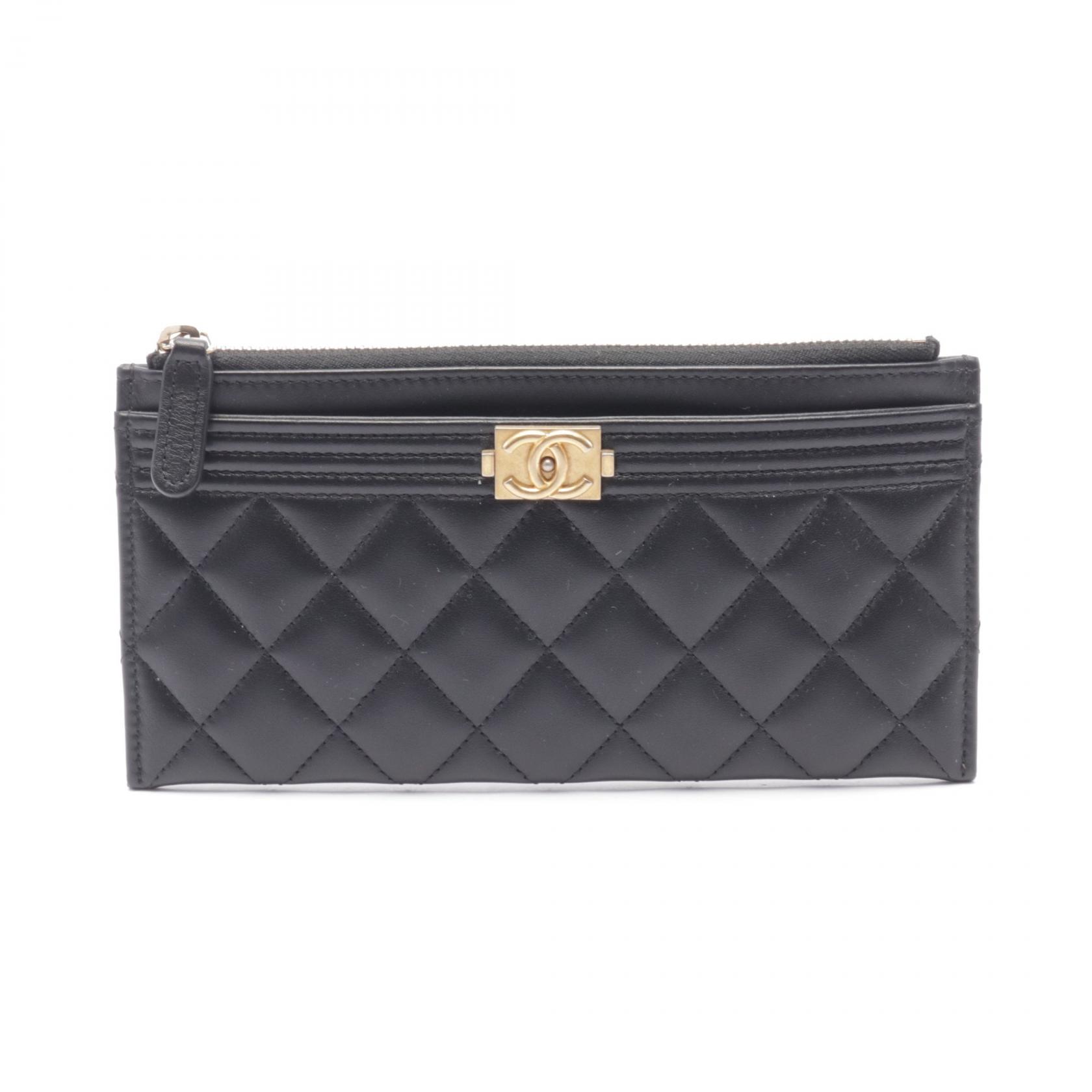 シャネル ボーイシャネル ZIP長財布 A81254 ゴールド金具