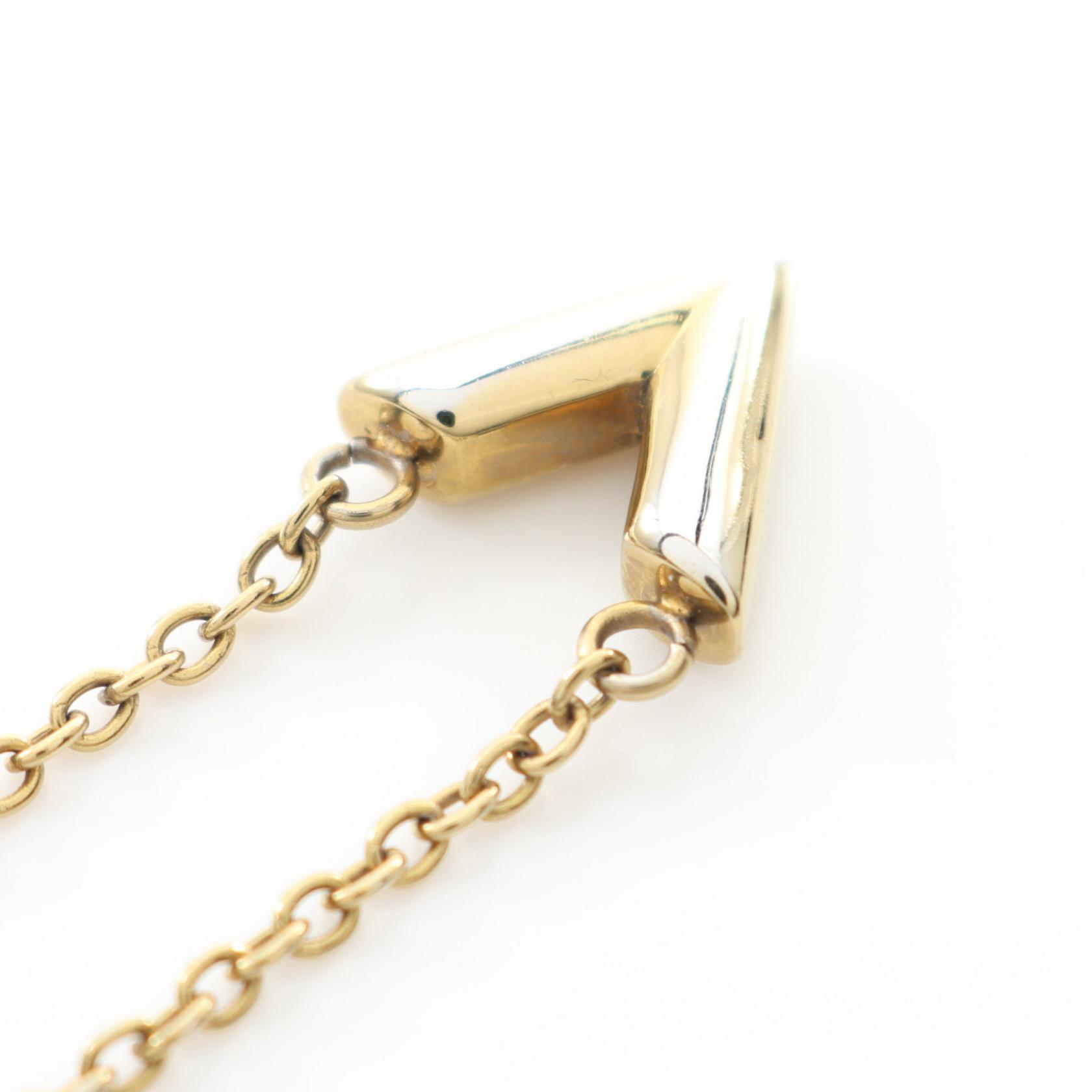 LOUIS VUITTON Essential V Necklace Pendant Gold Plated Used