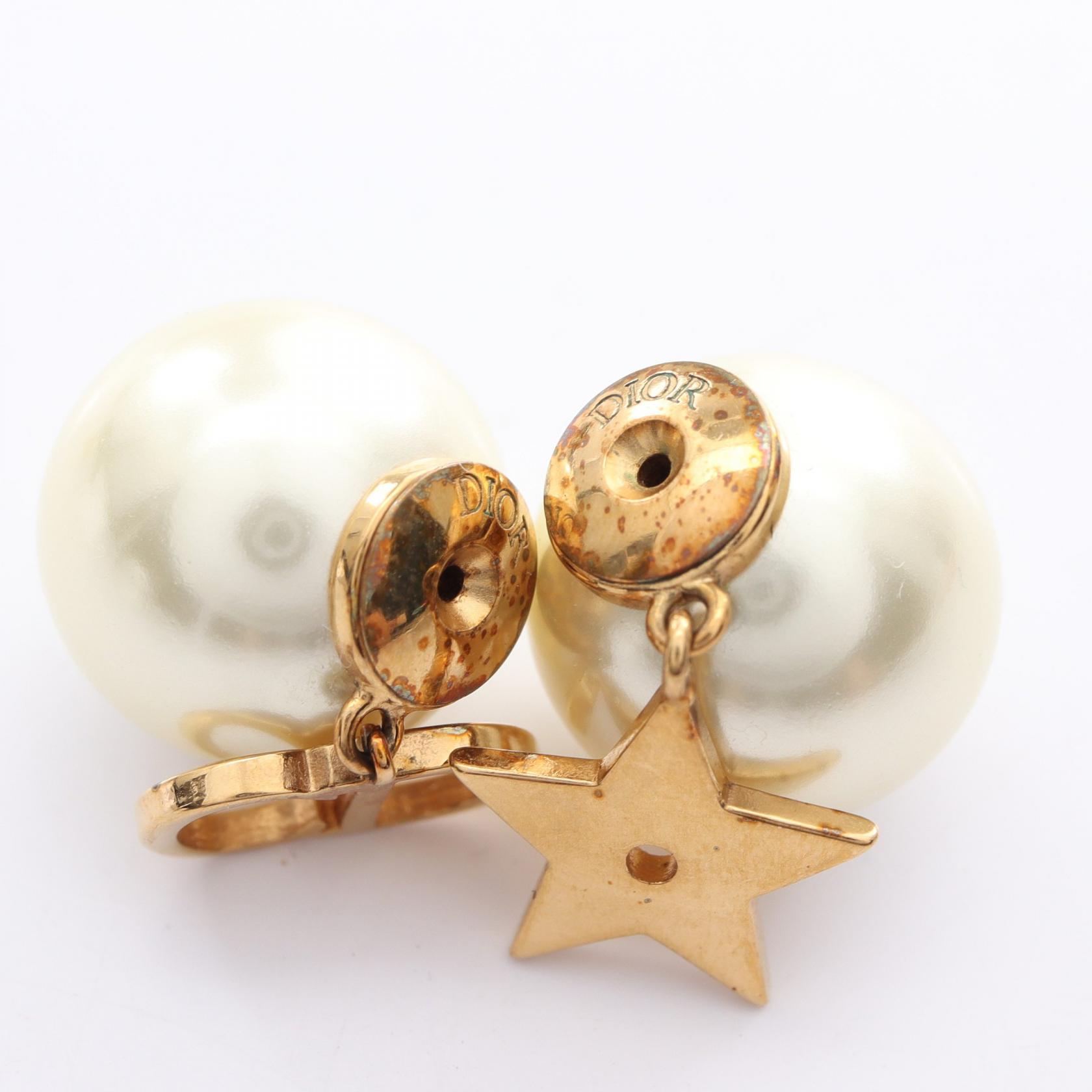 Christian Dior Tribal CD logo Pierced Earrings Gold Plated