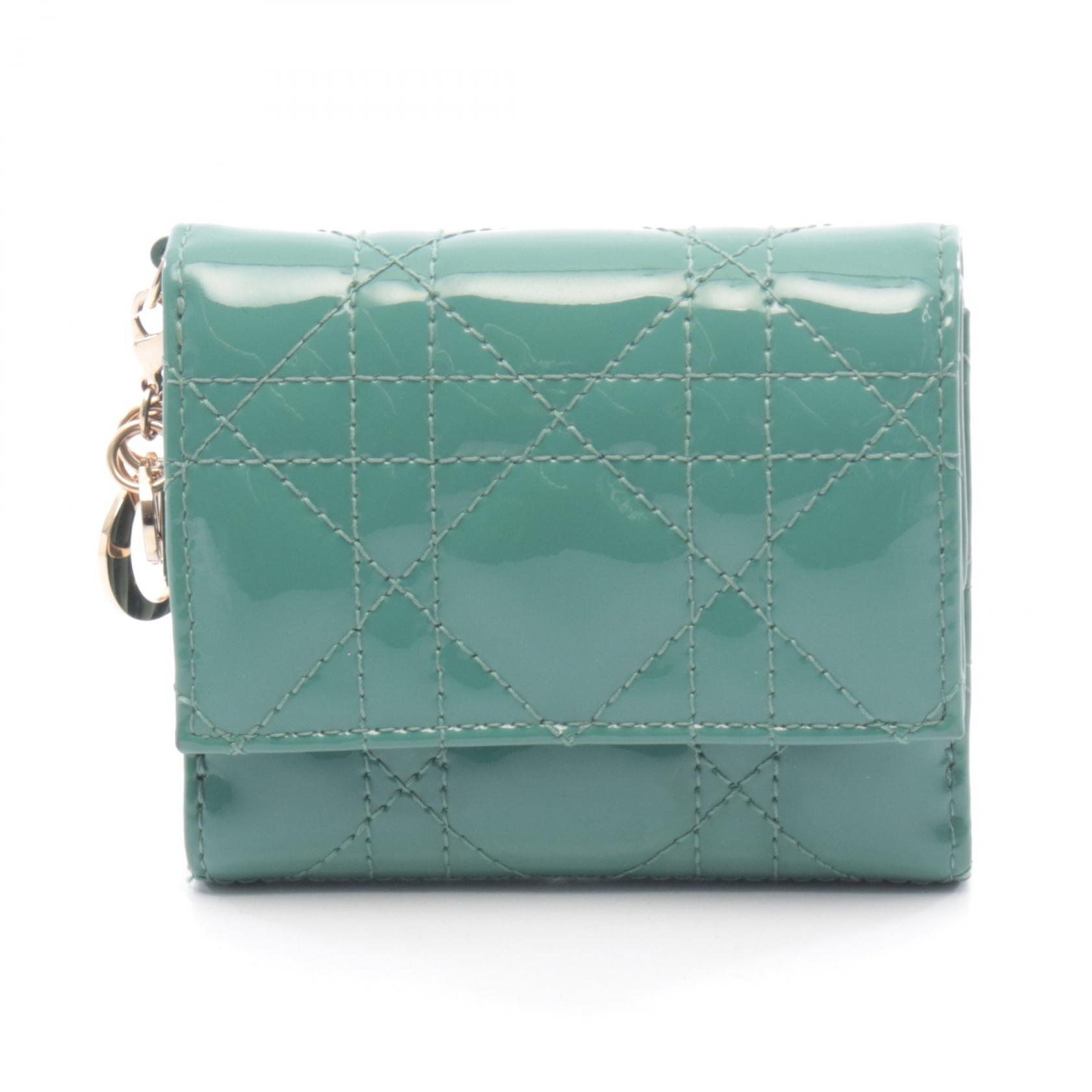 Dior LADY DIOR Lotus wallet S0181OVRB Patent leather Green Dior LADY DIOR Lotus wallet S0181OVRB Patent leather Green