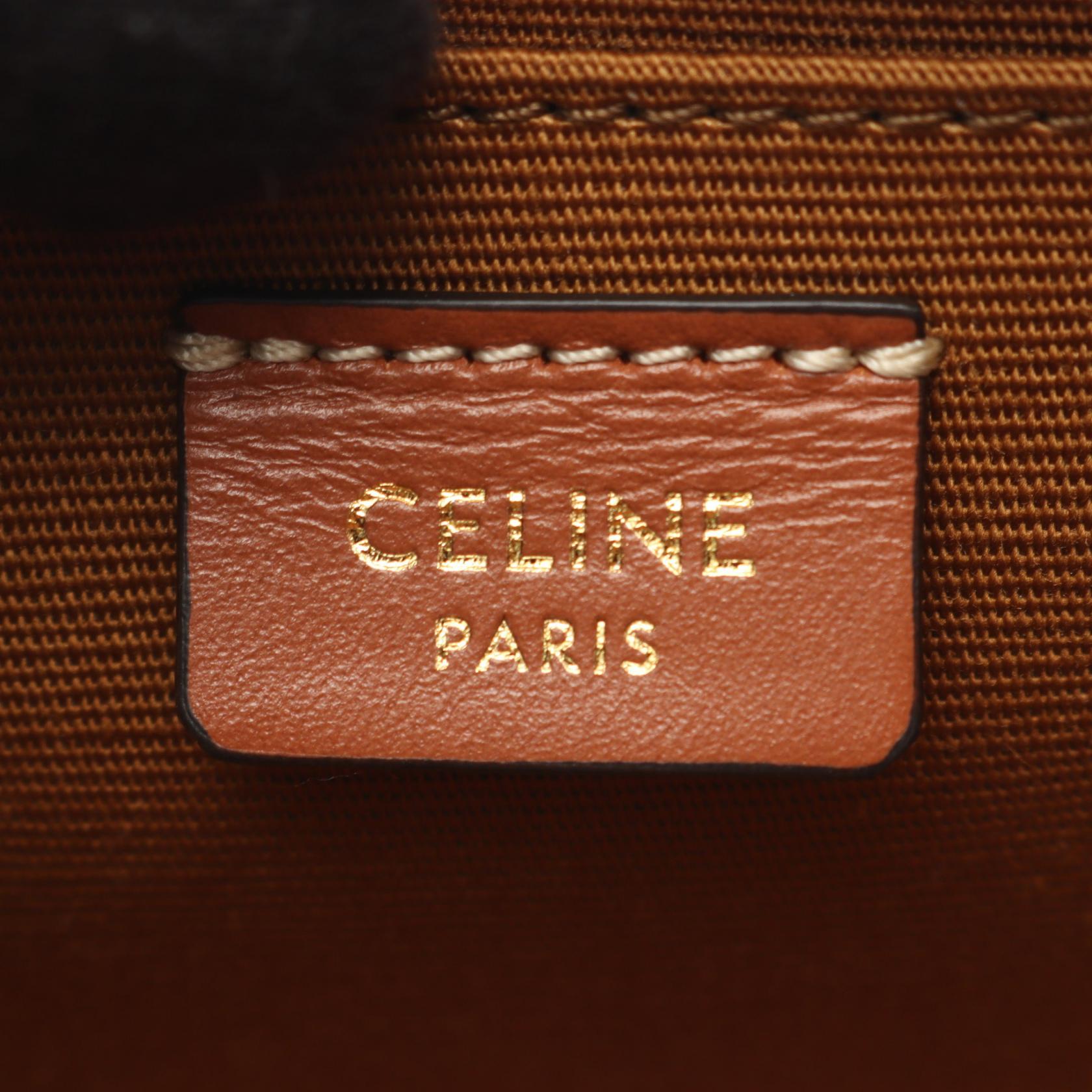バッグ K CELINE Cuir Triomphe Mini Camera Shoulder Bag canvas leather Black