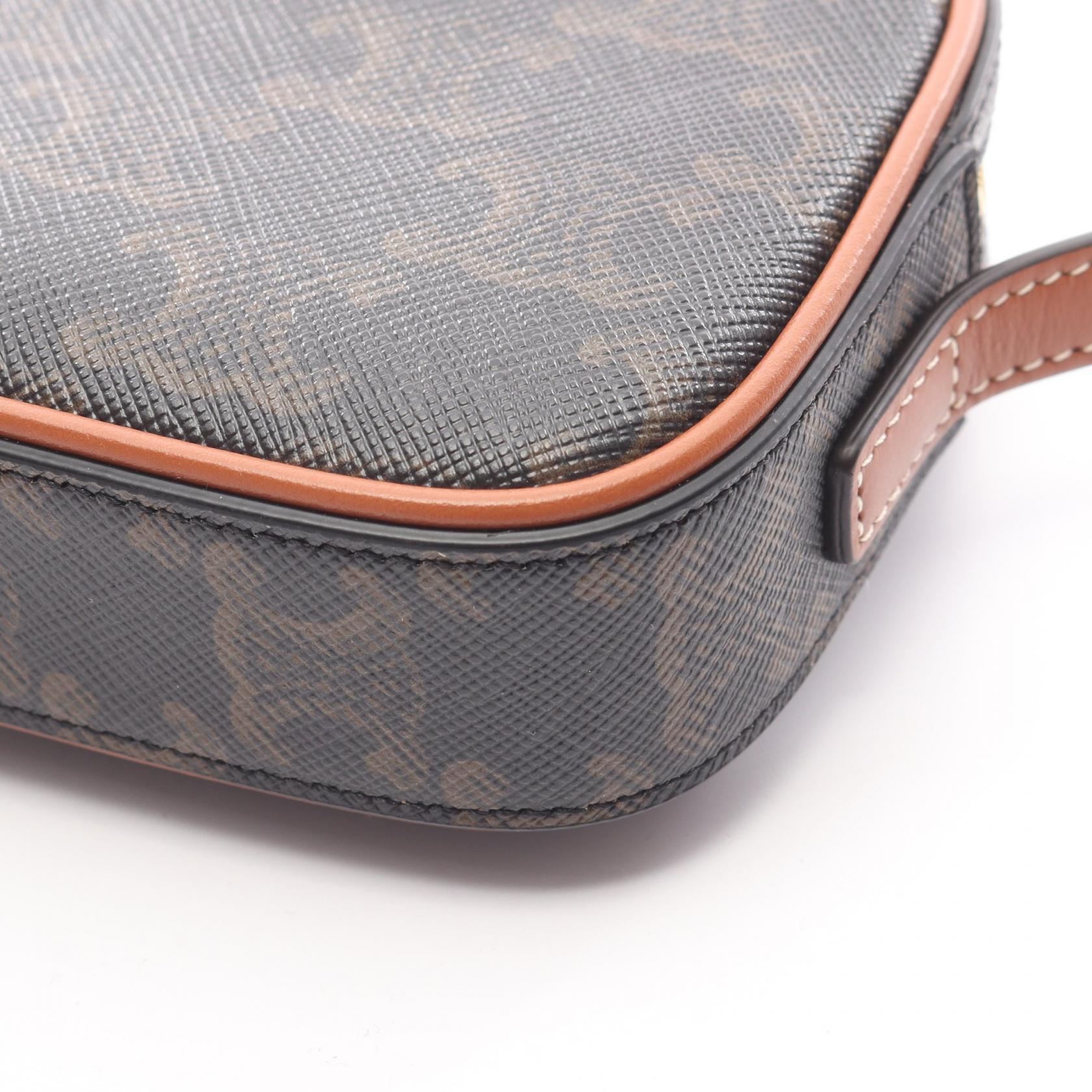 CELINE Cuir Triomphe Mini Camera Shoulder Bag canvas leather Black
