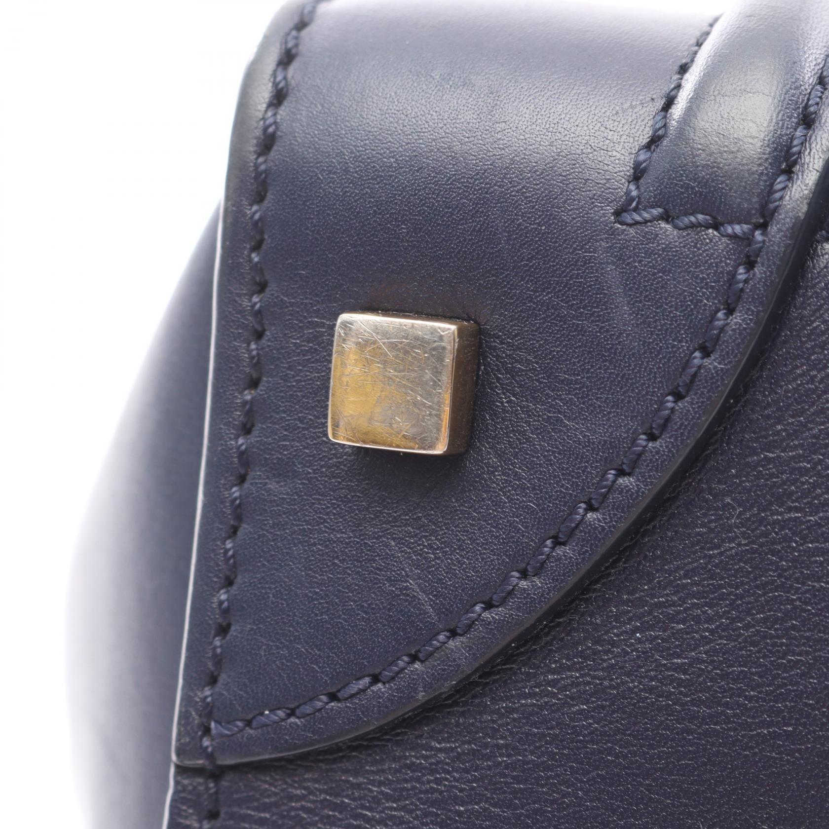 CELINE Luggage mini shopper Handbag 165213 leather Navy Used Women