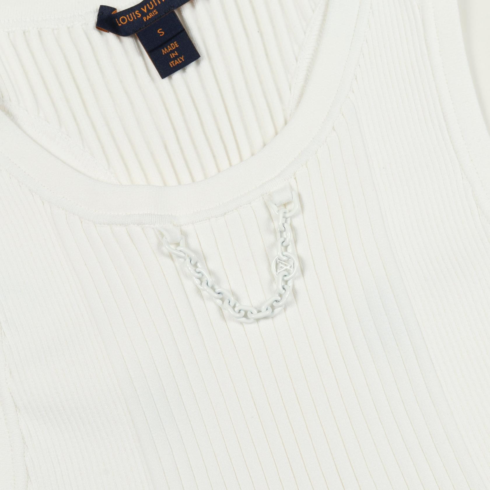 LOUIS VUITTON rib knitted crop Tank top #S Rayon White Used Women