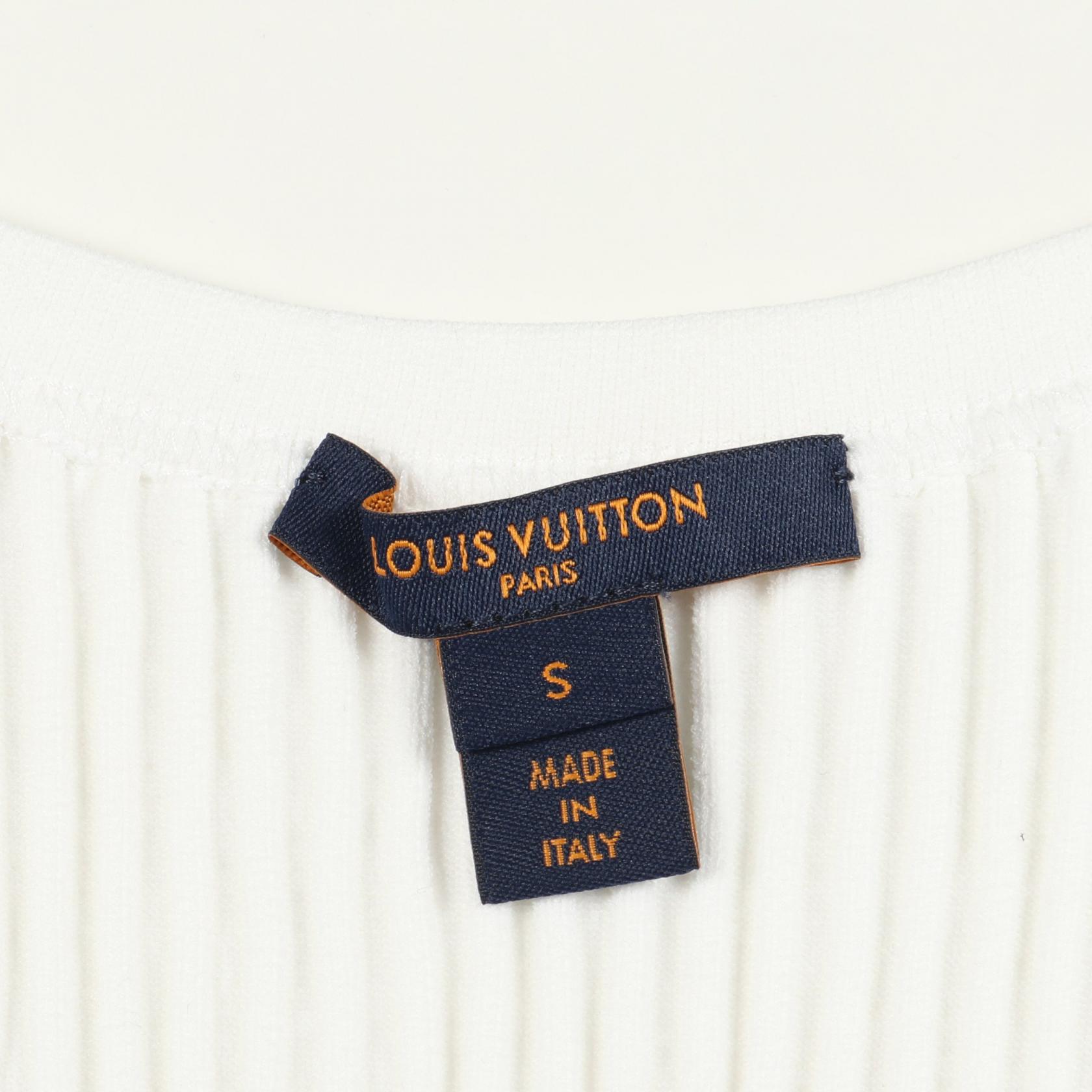 LOUIS VUITTON rib knitted crop Tank top #S Rayon White Used Women