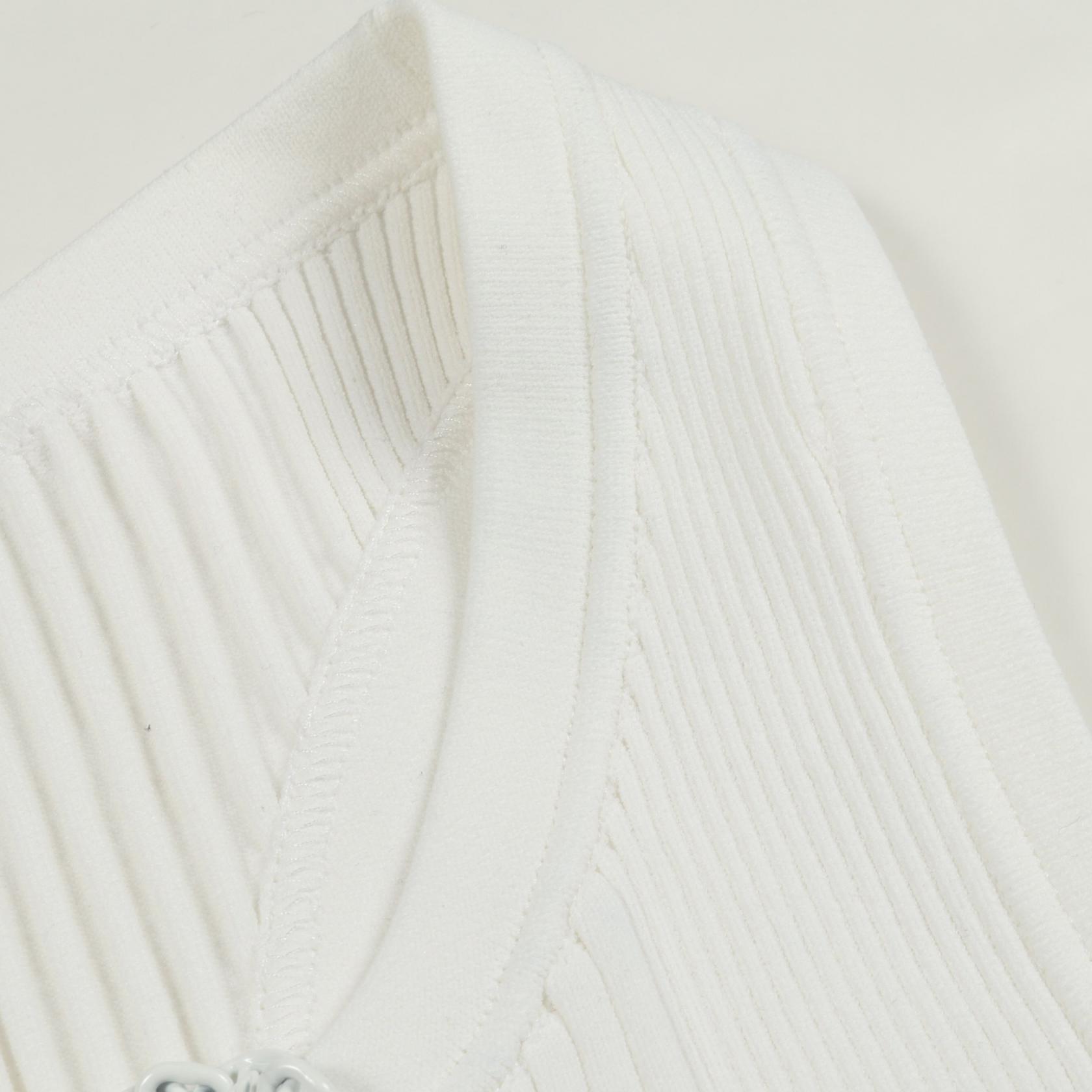 LOUIS VUITTON rib knitted crop Tank top #S Rayon White Used Women