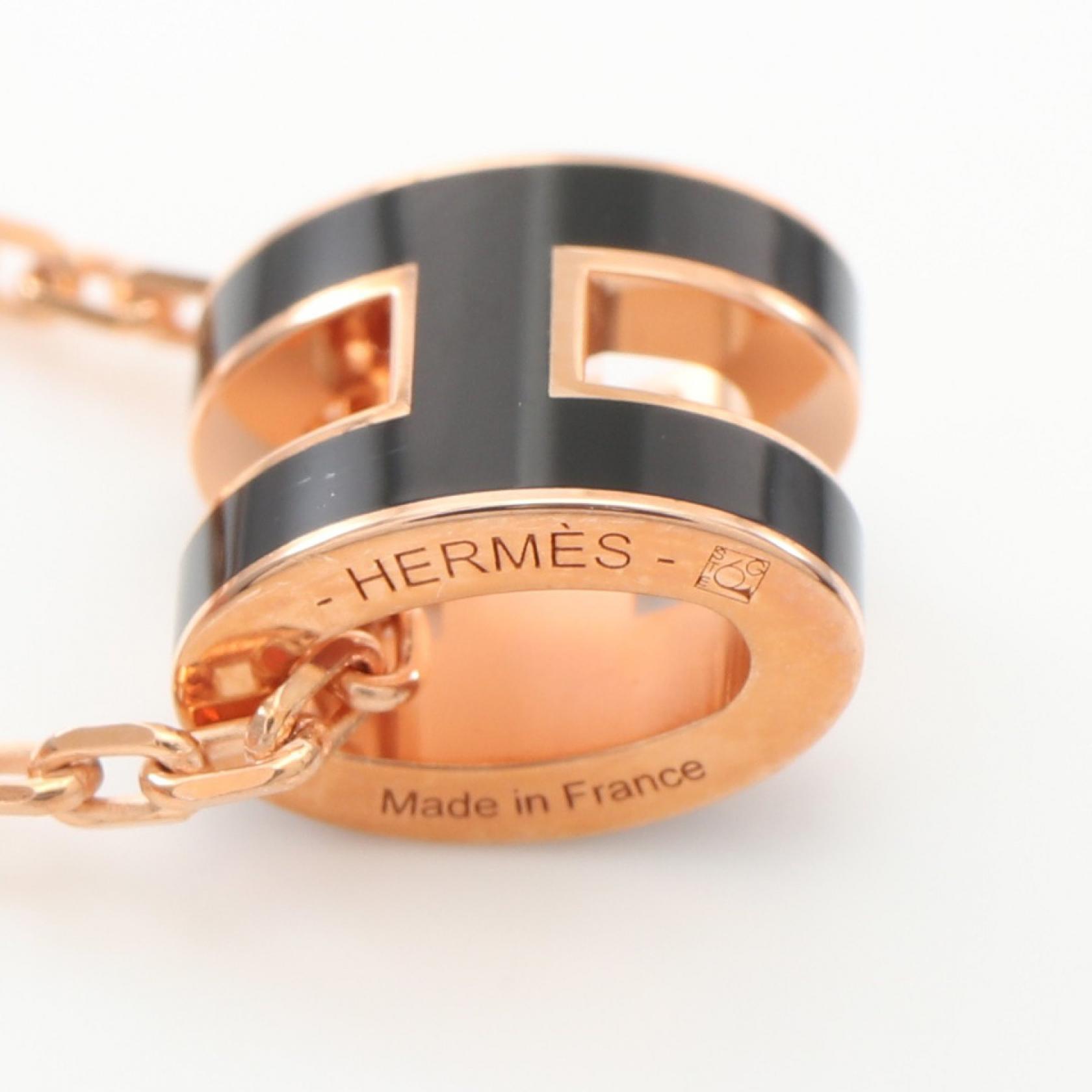 HERMES MINI POP H Necklace Gold Plated Black Used women