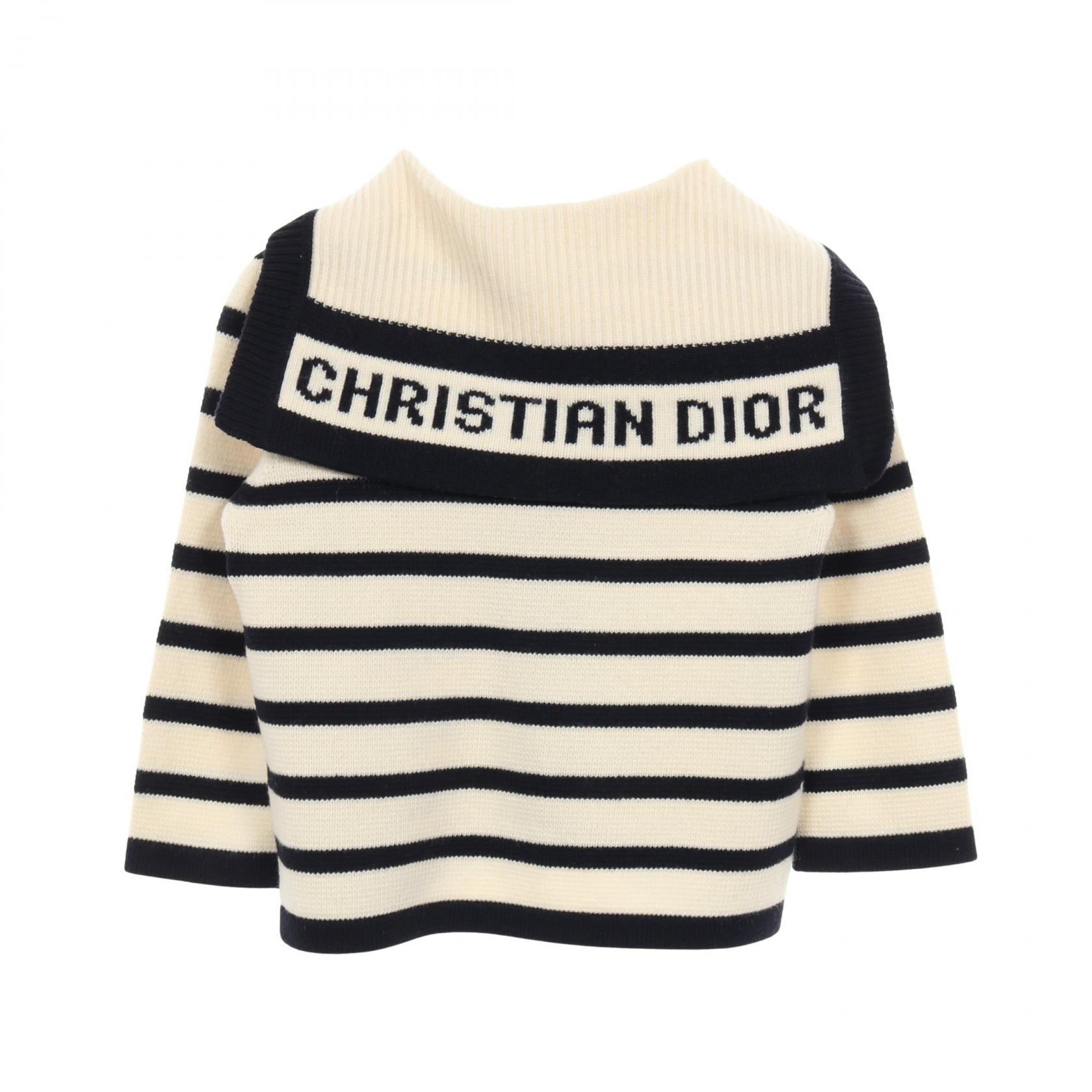 Christian DIOR MARINIERE Cardigan wool cashmere Beige Navy #36