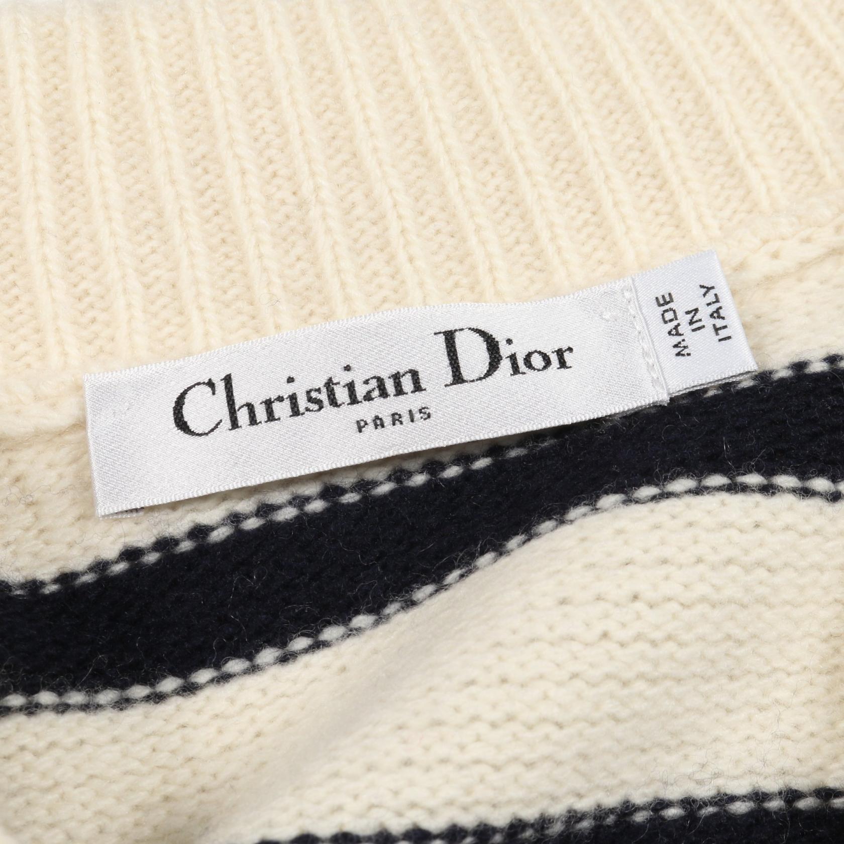 Christian DIOR MARINIERE Cardigan wool cashmere Beige Navy #36