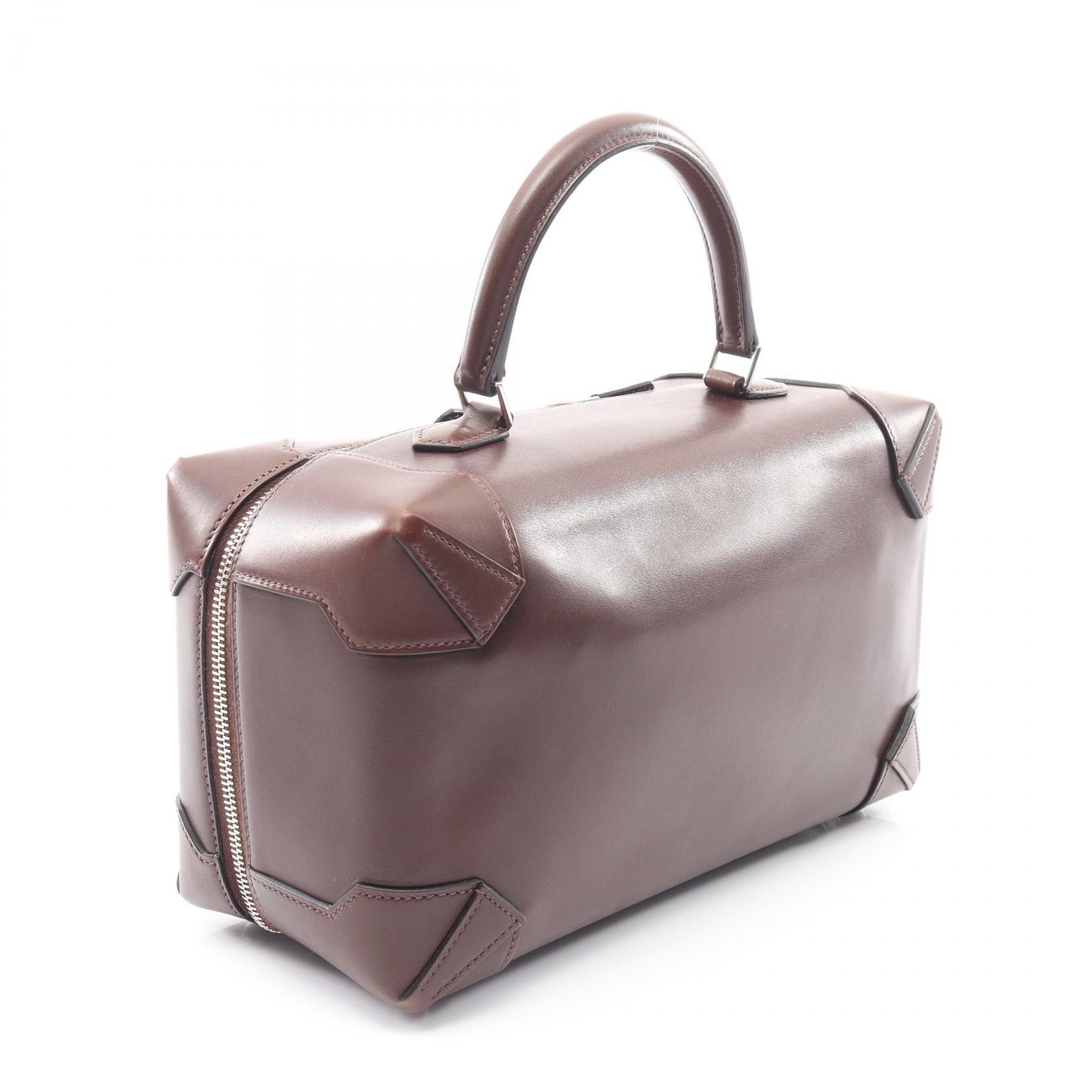 HERMES Maxi Box 29 Duffel Handbag Vaux Butler leather Brown Havane