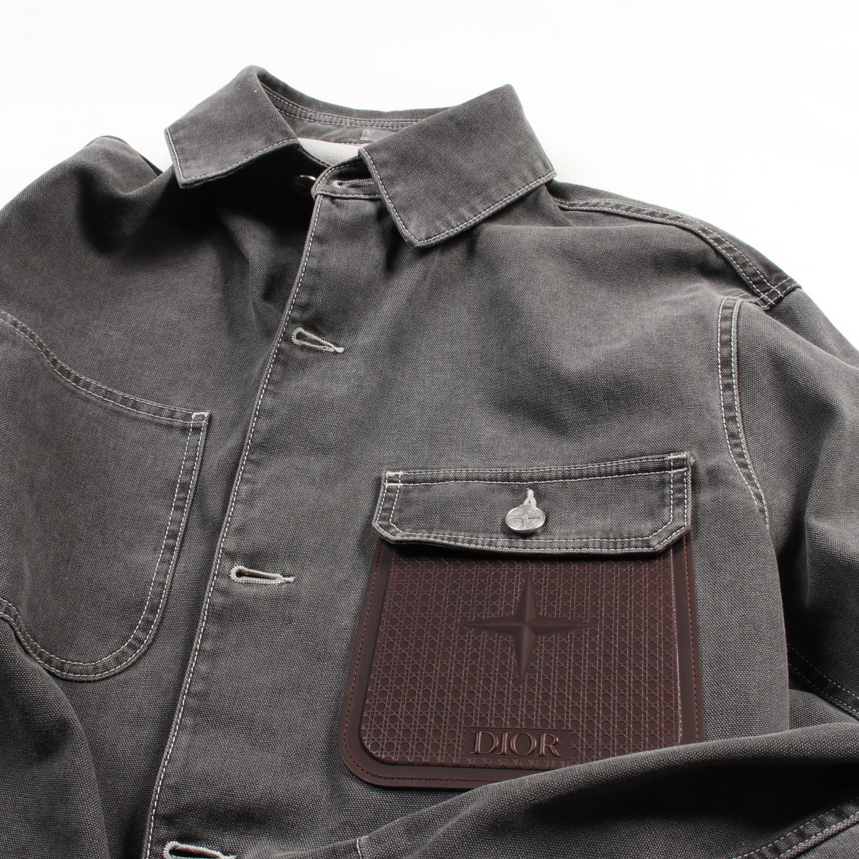 Dior × Stone Island Denim Jacket 493D496A385X cotton Gray