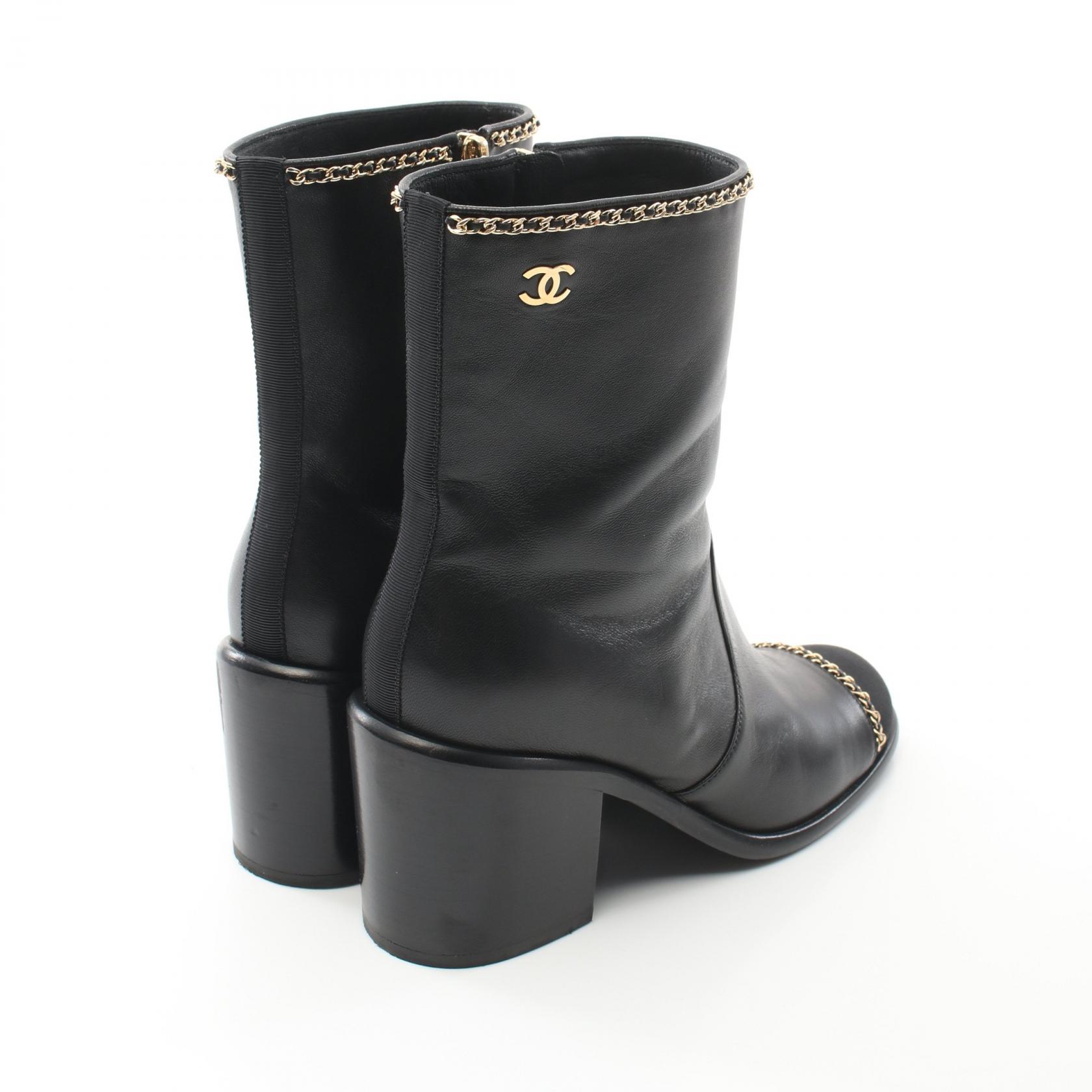 CHANEL COCO Mark short boots #37 shoes G37822 leather Fabric