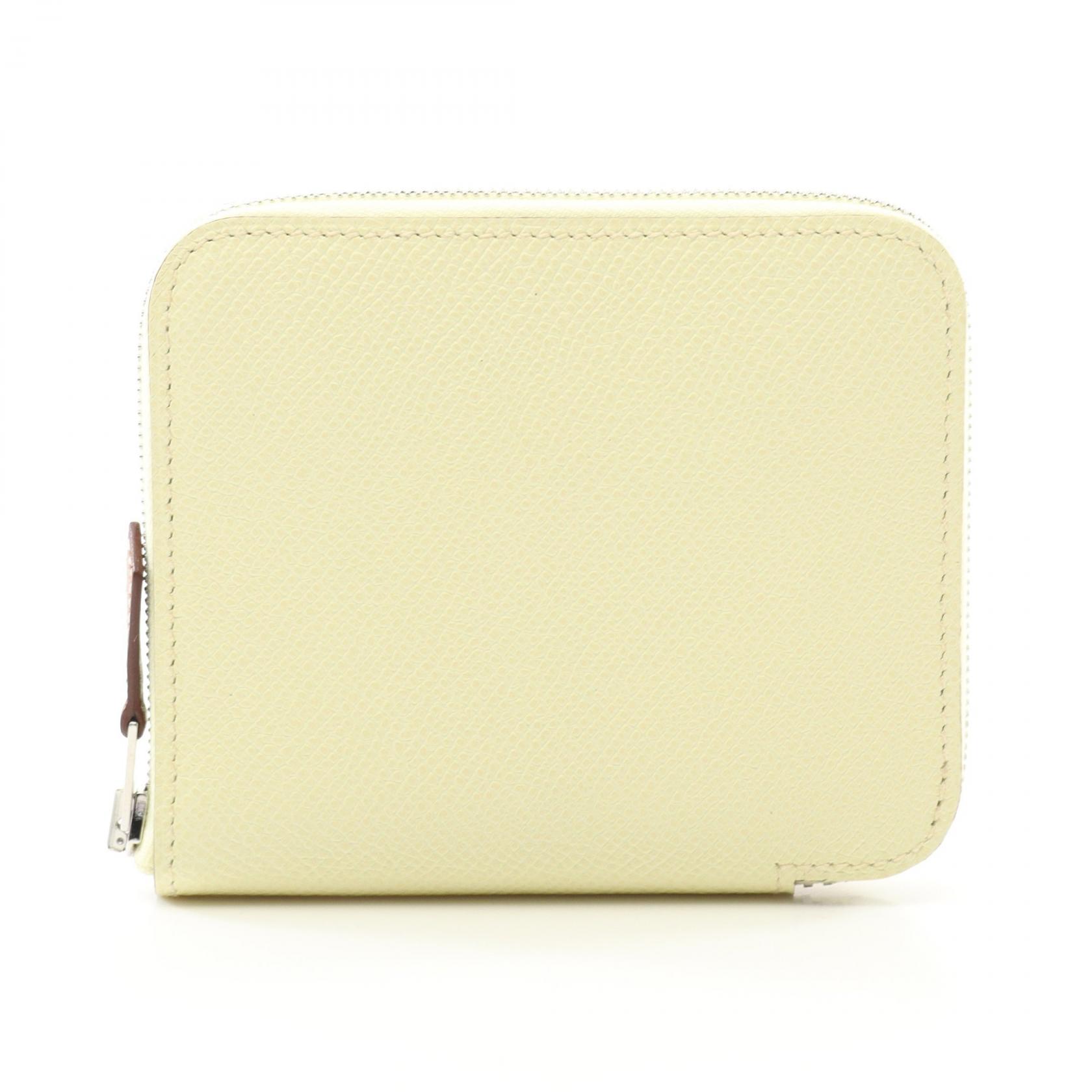 HERMES Azap compact SilkIn around wallet purse W Epsom Jaune