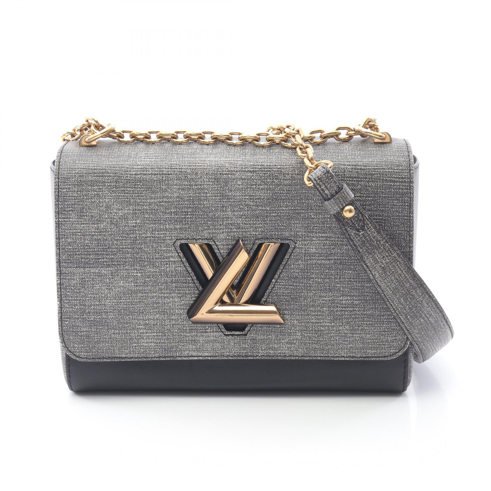 LOUIS VUITTON Twist MM Chain Shoulder Bag leather Black Gray Gres