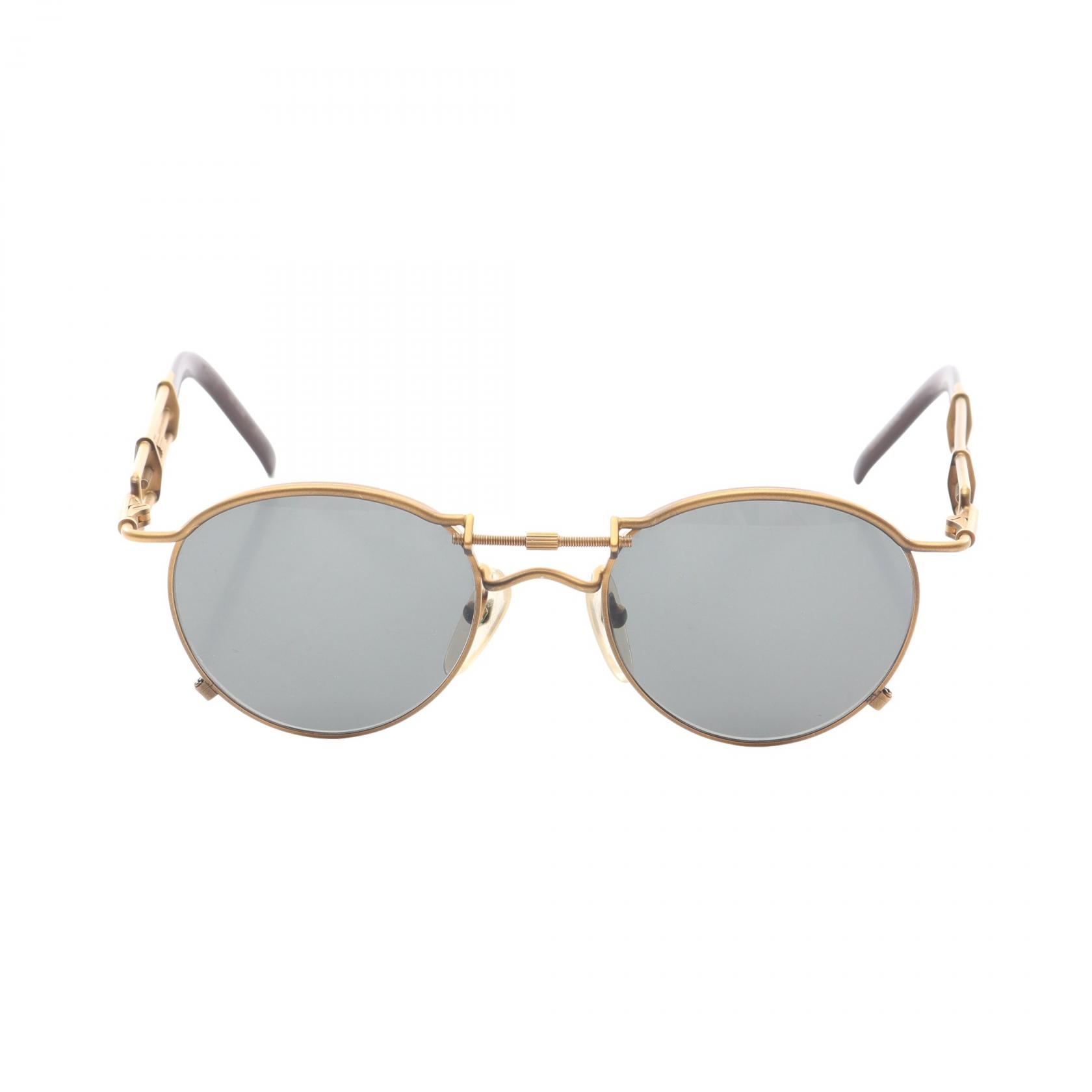 Jean Paul GAULTIER Sunglasses Eyewear Gold Plated Plastic Brown