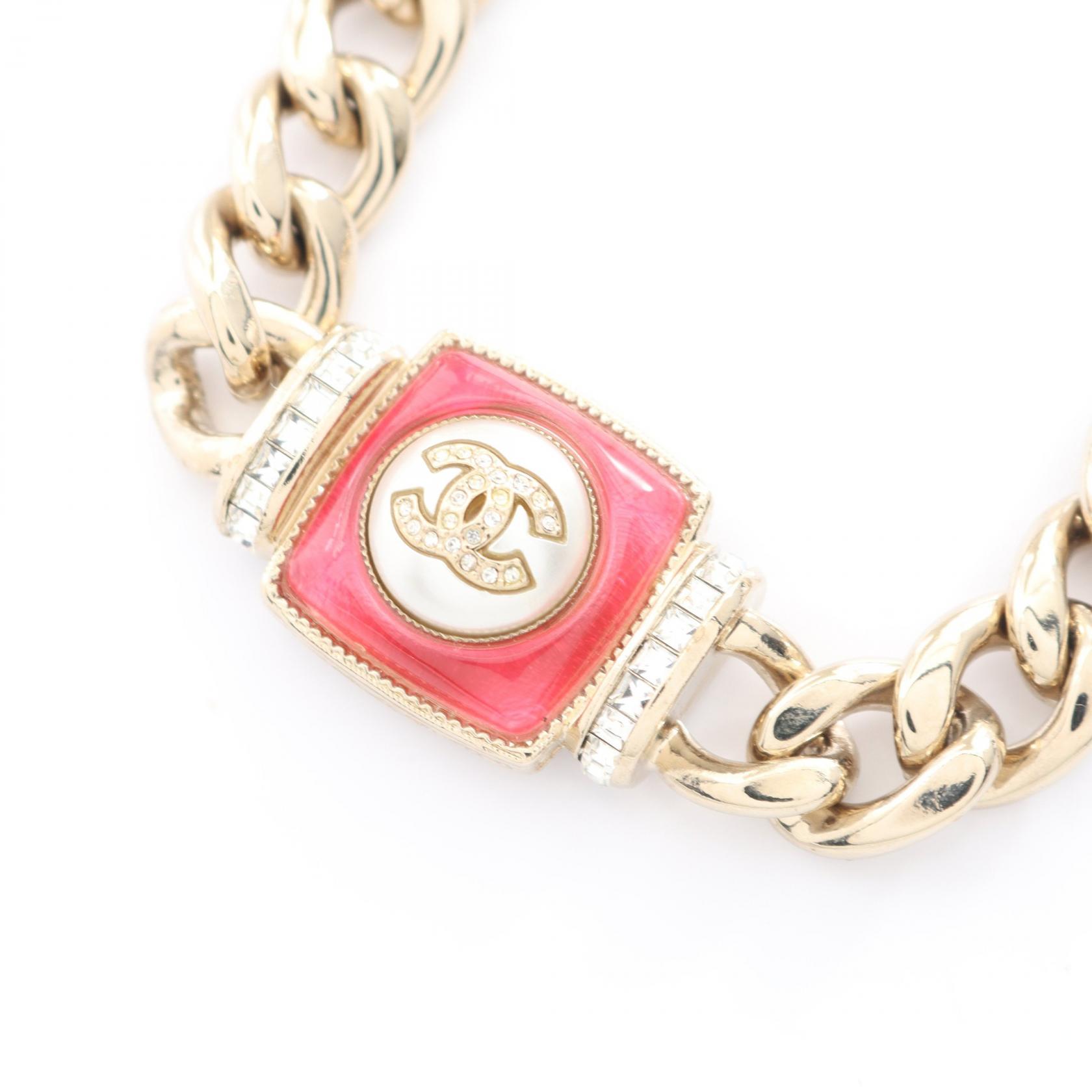 CHANEL COCO Mark Necklace collier 28-37cm Gold Plated Artificial 